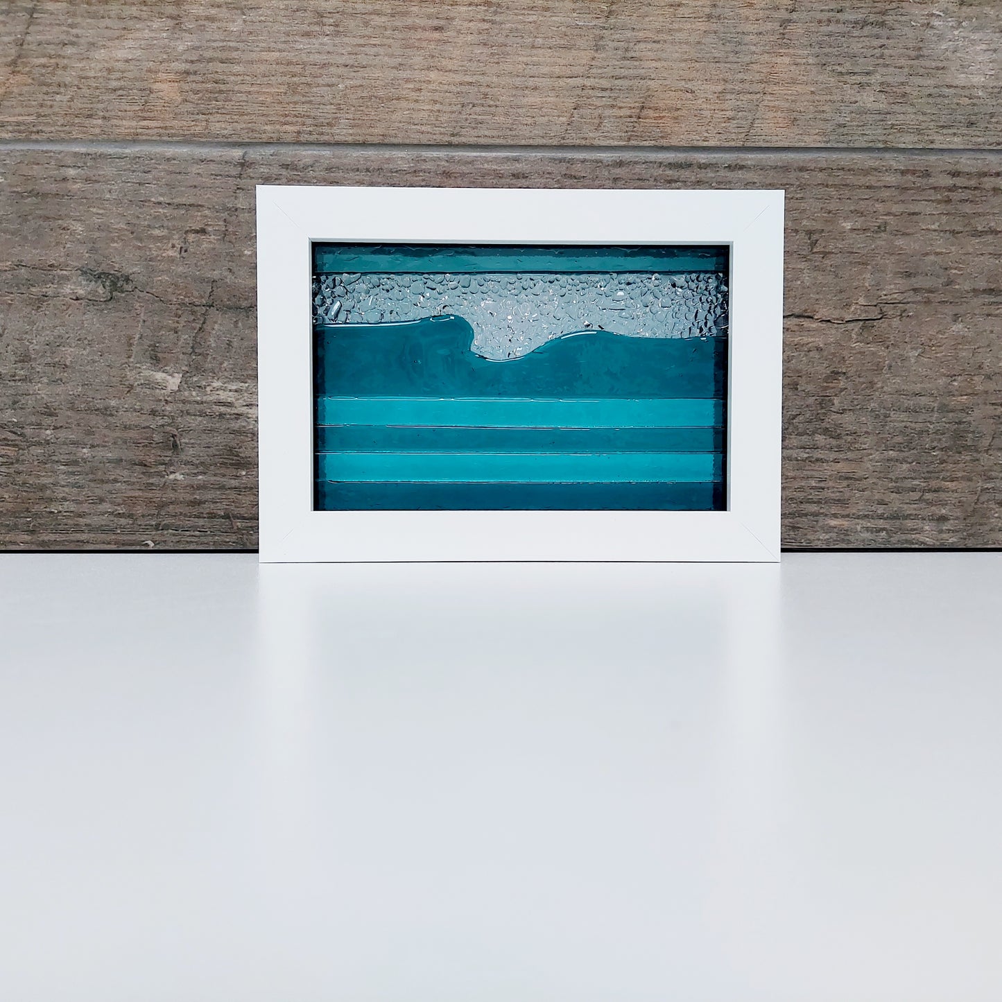 Handcrafted Teal & Aqua Framed Glass Picture - Lake District Inspired