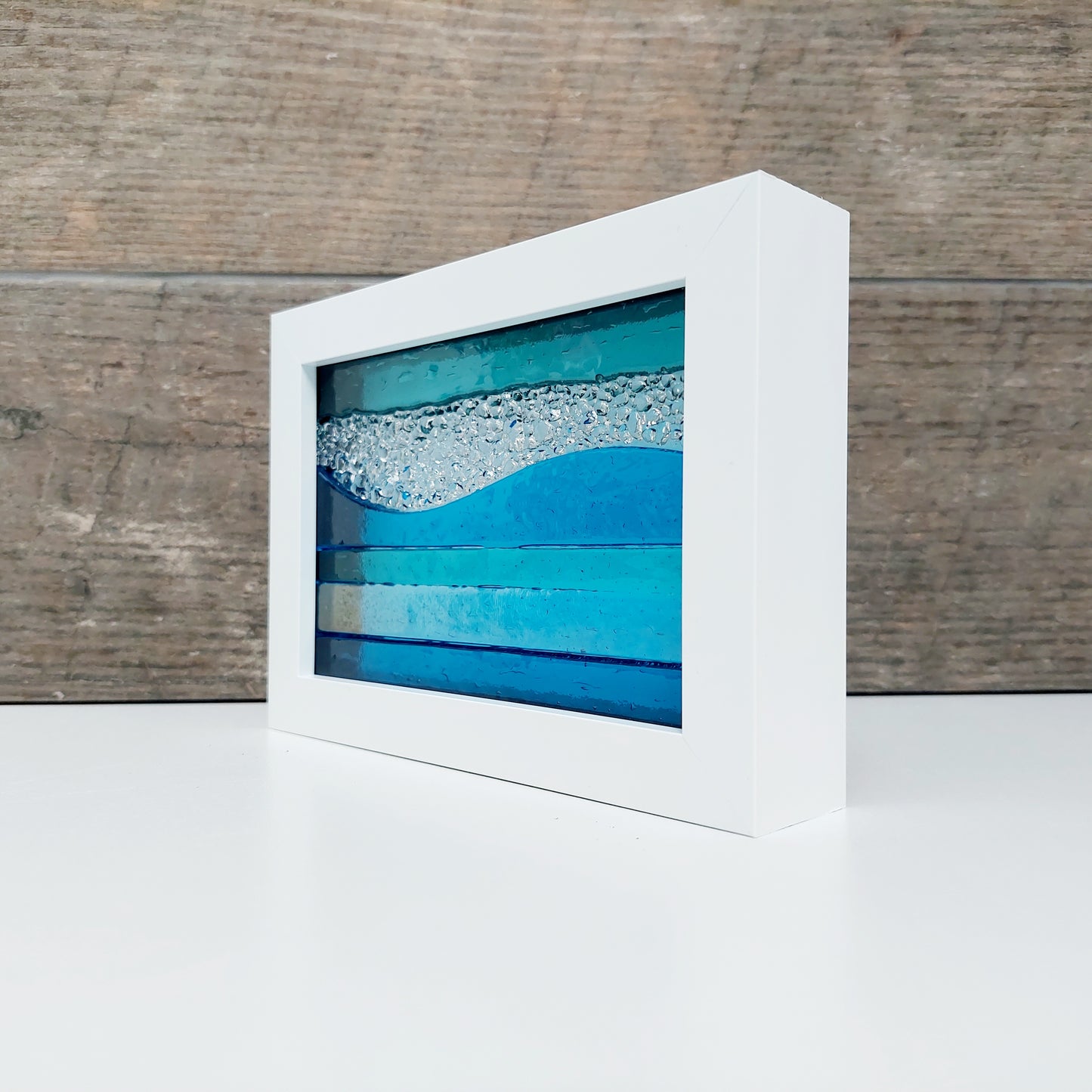 Turquoise & Aqua Framed Glass Picture - Derwent Water Inspired