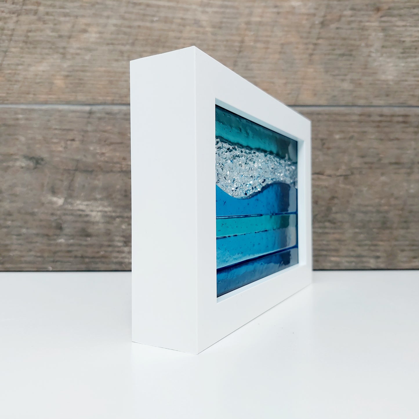 Turquoise & Aqua Framed Glass Picture - Derwent Water Inspired