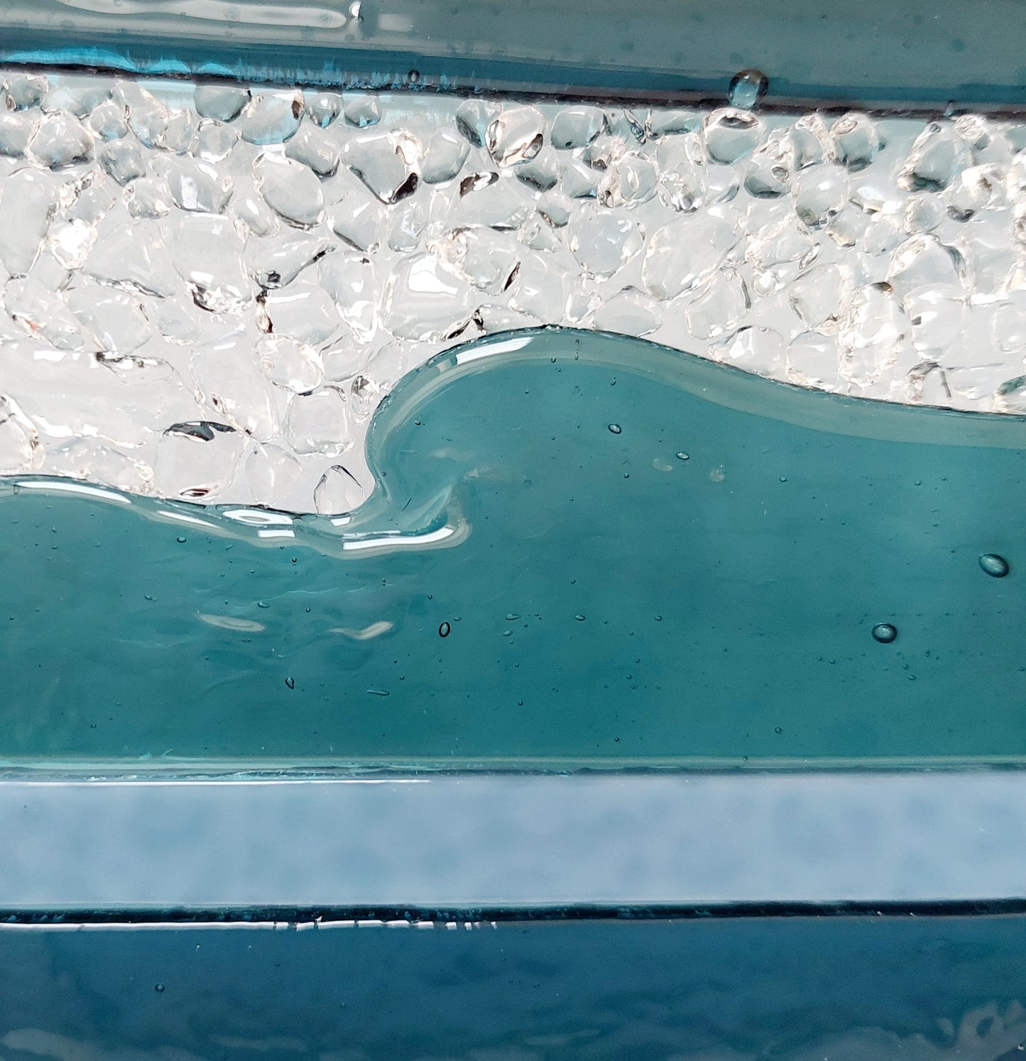 Sea Blue Framed Glass Picture Handcrafted in the Lake District, Landscape Glass Art
