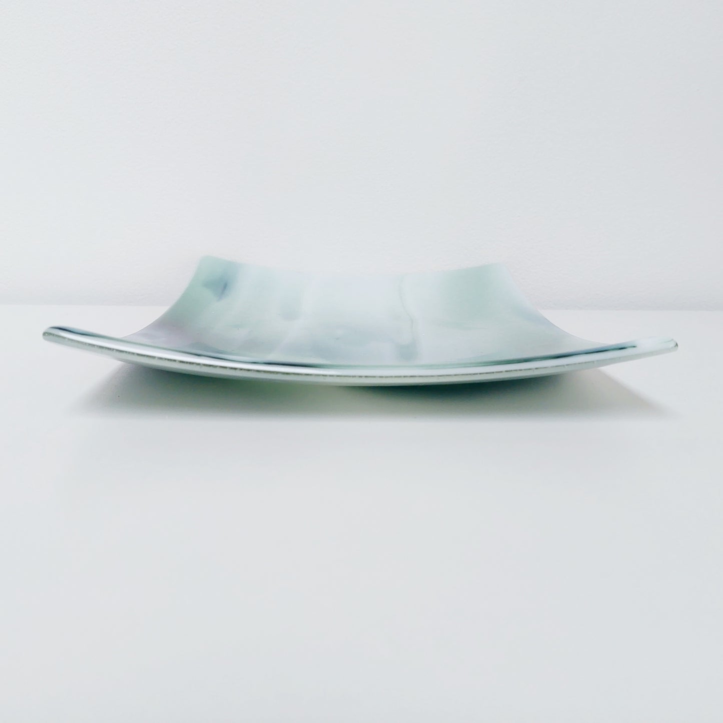 Large Green Glass Art Plate, Table Centrepiece
