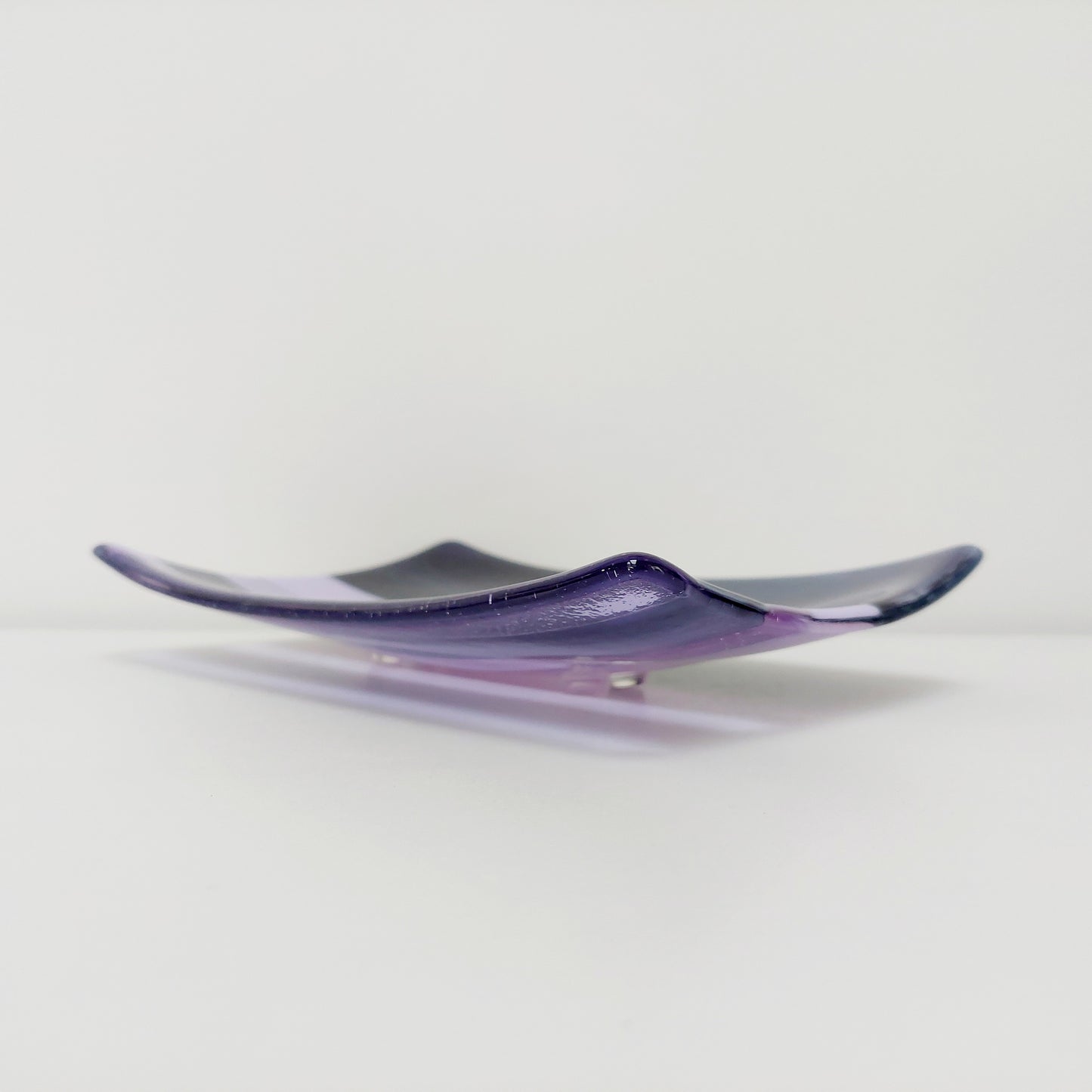 Midnight Glass Art Plate, Handmade Lilac and Purple Decorative Tray