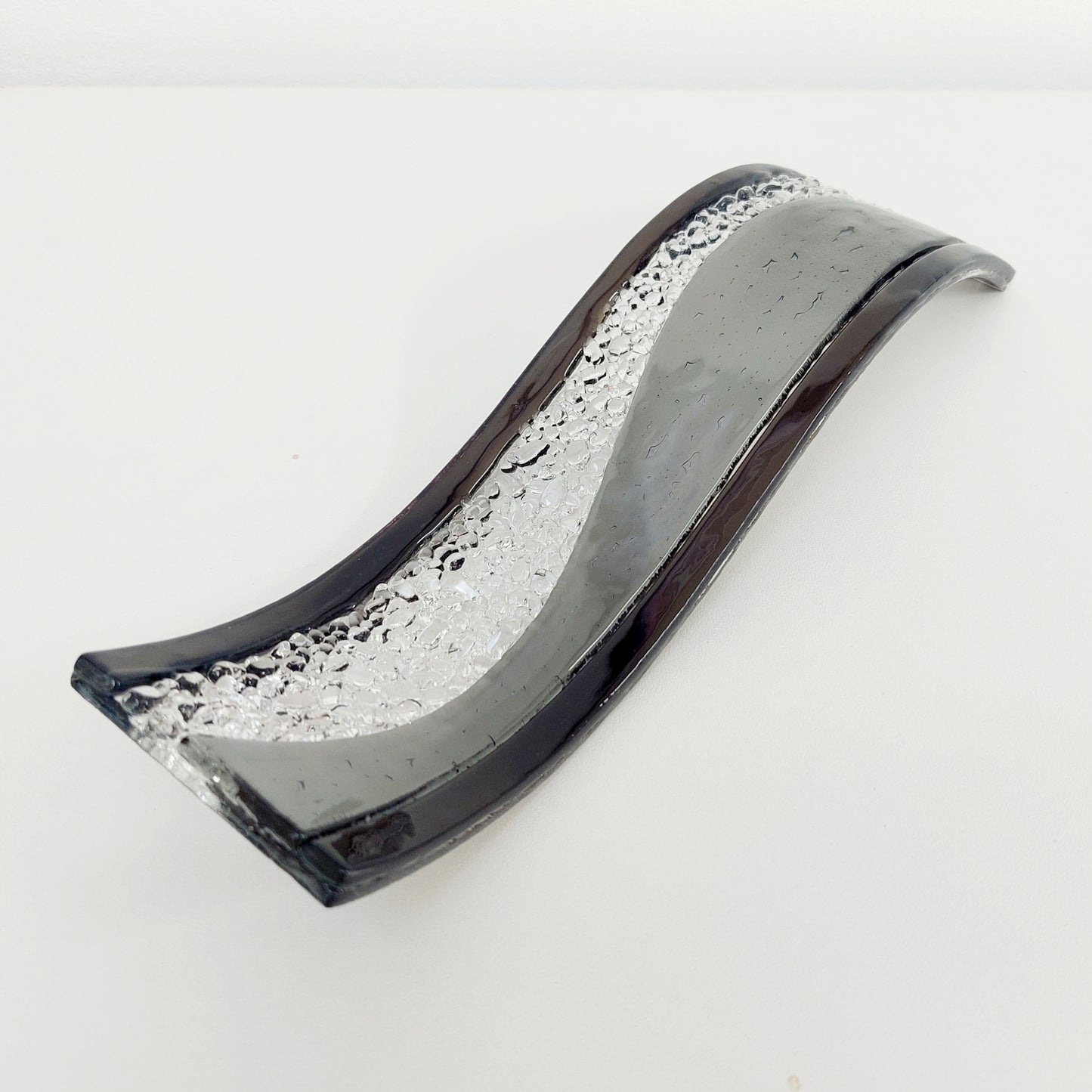 Silver Grey and Charcoal Glass Wave