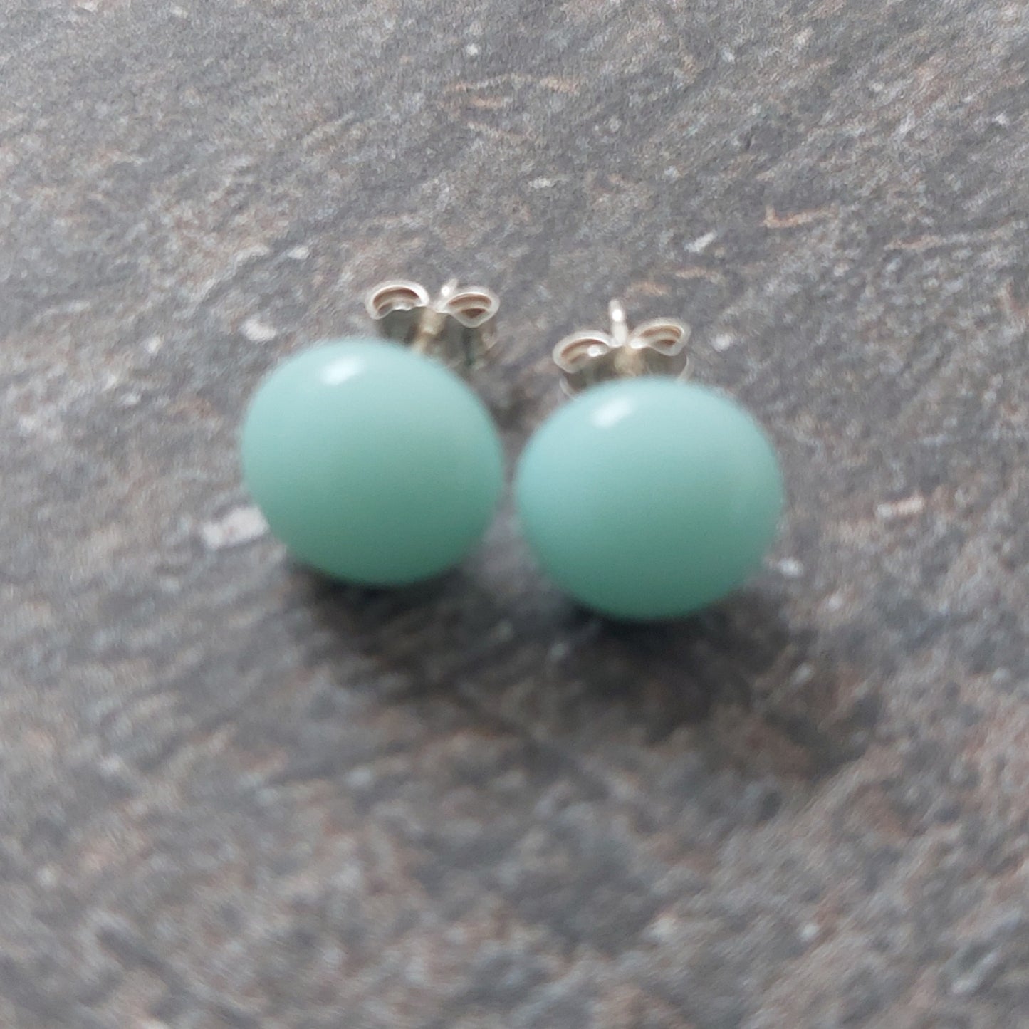 Robin's Egg Blue Glass Stud Earrings with Sterling Silver Posts, Pastel Turquoise Earrings
