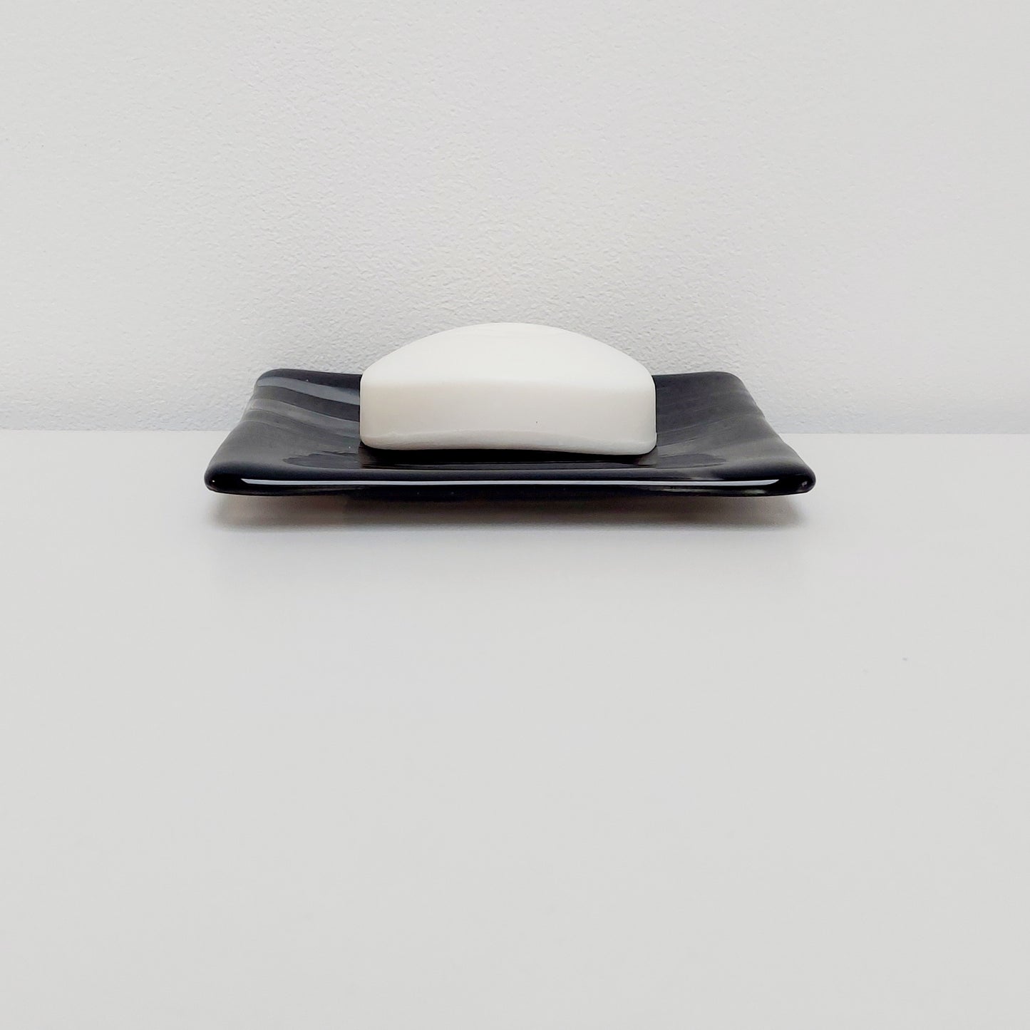 Stone Grey Glass Trinket Dish or Soap Tray