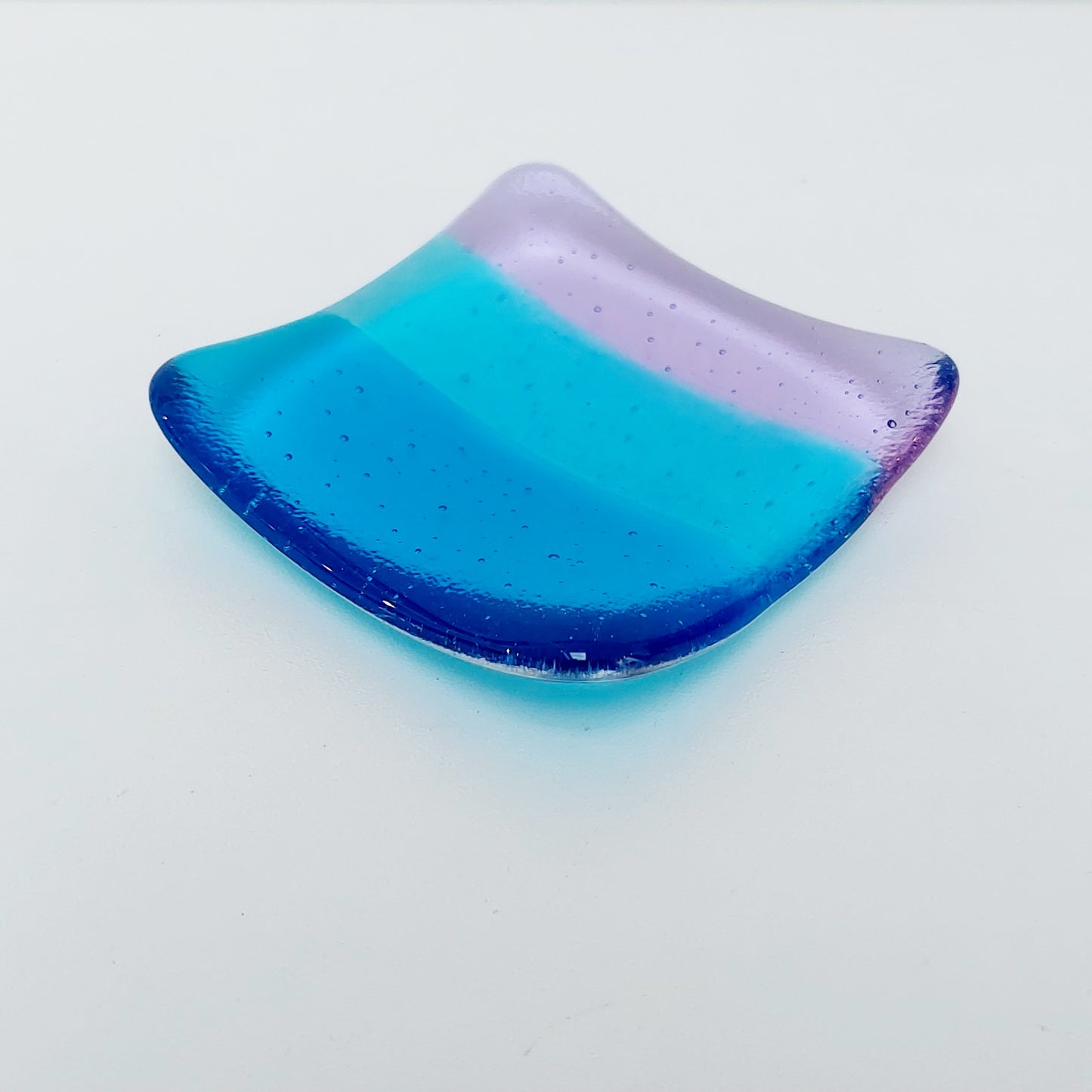 Turquoise & Lilac Glass Ring Dish, Small Bedside Table Trinket Dish