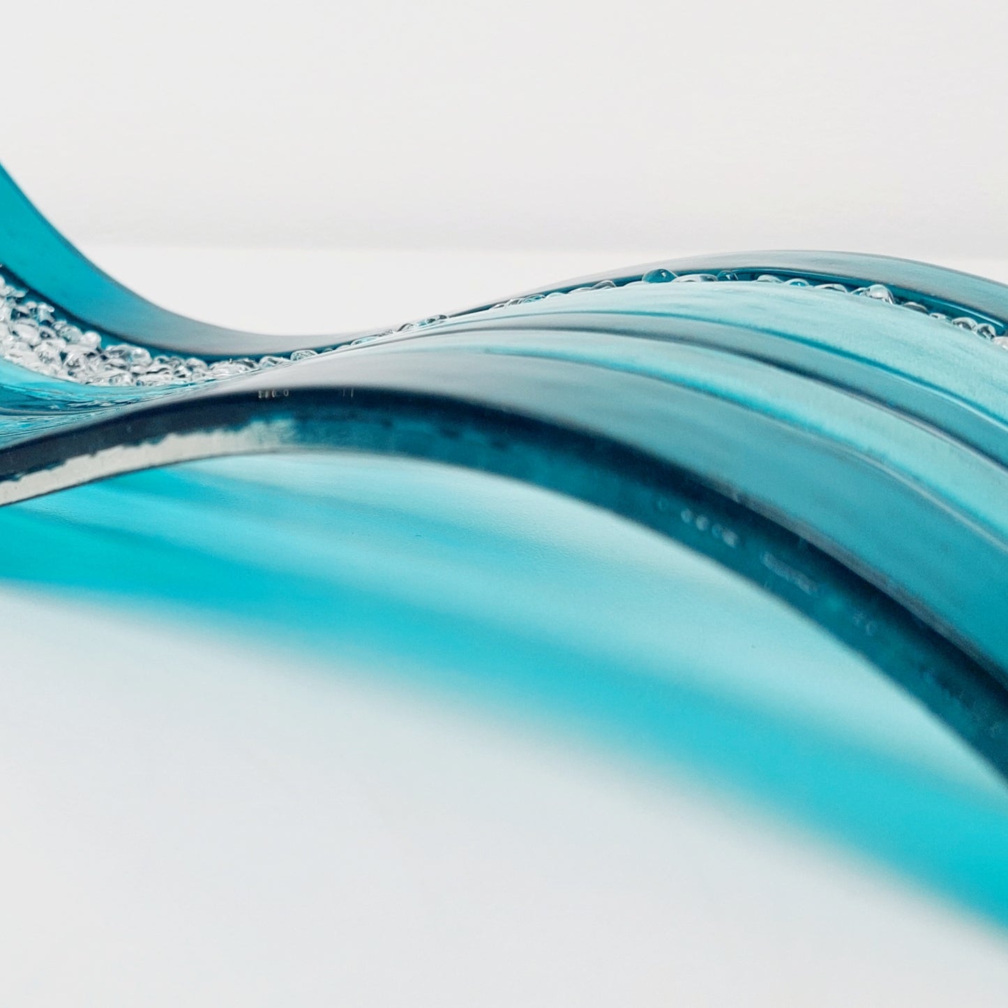 Aqua and Teal Glass Wave, Artisanal Fused Glass Ornament, Freestanding Textured Glass Art Panel, Teal Living Room Décor, Lake District Glass