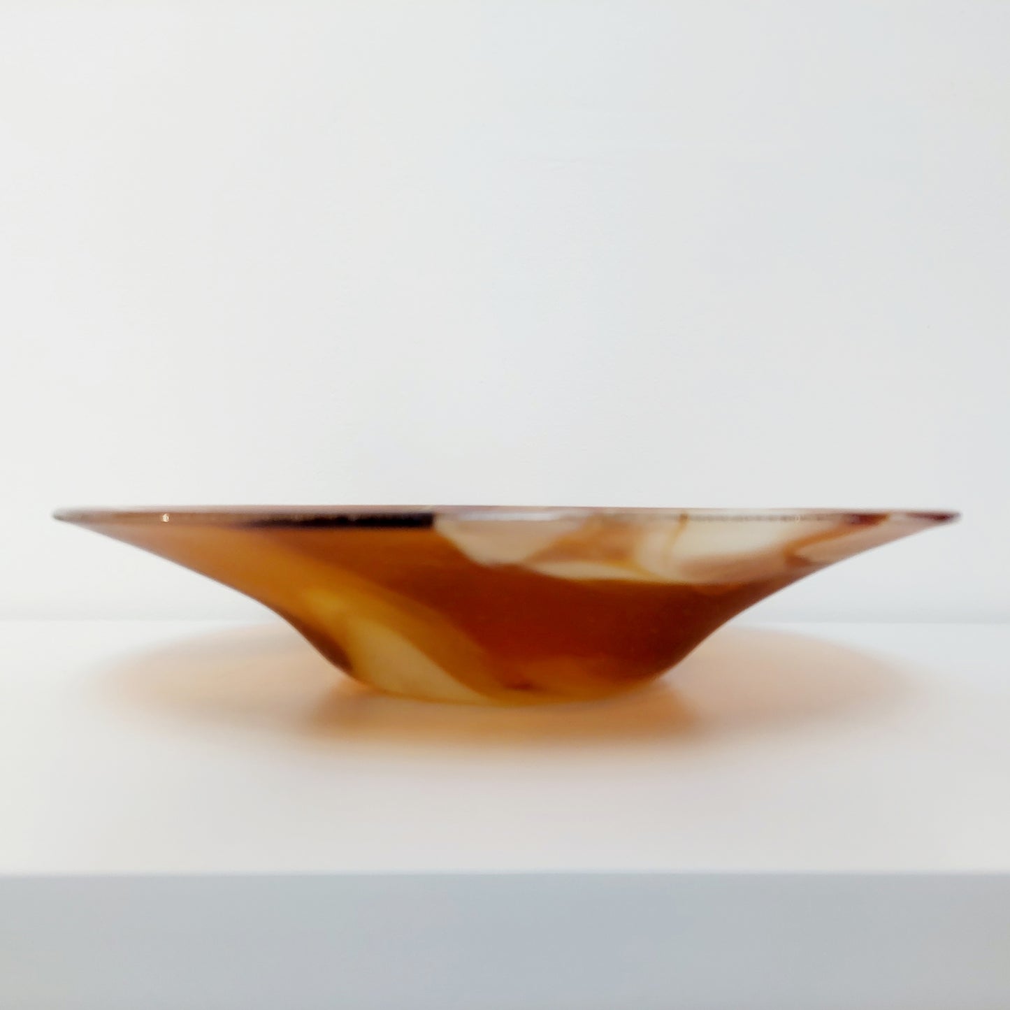 Large Artisan Amber Glass Bowl