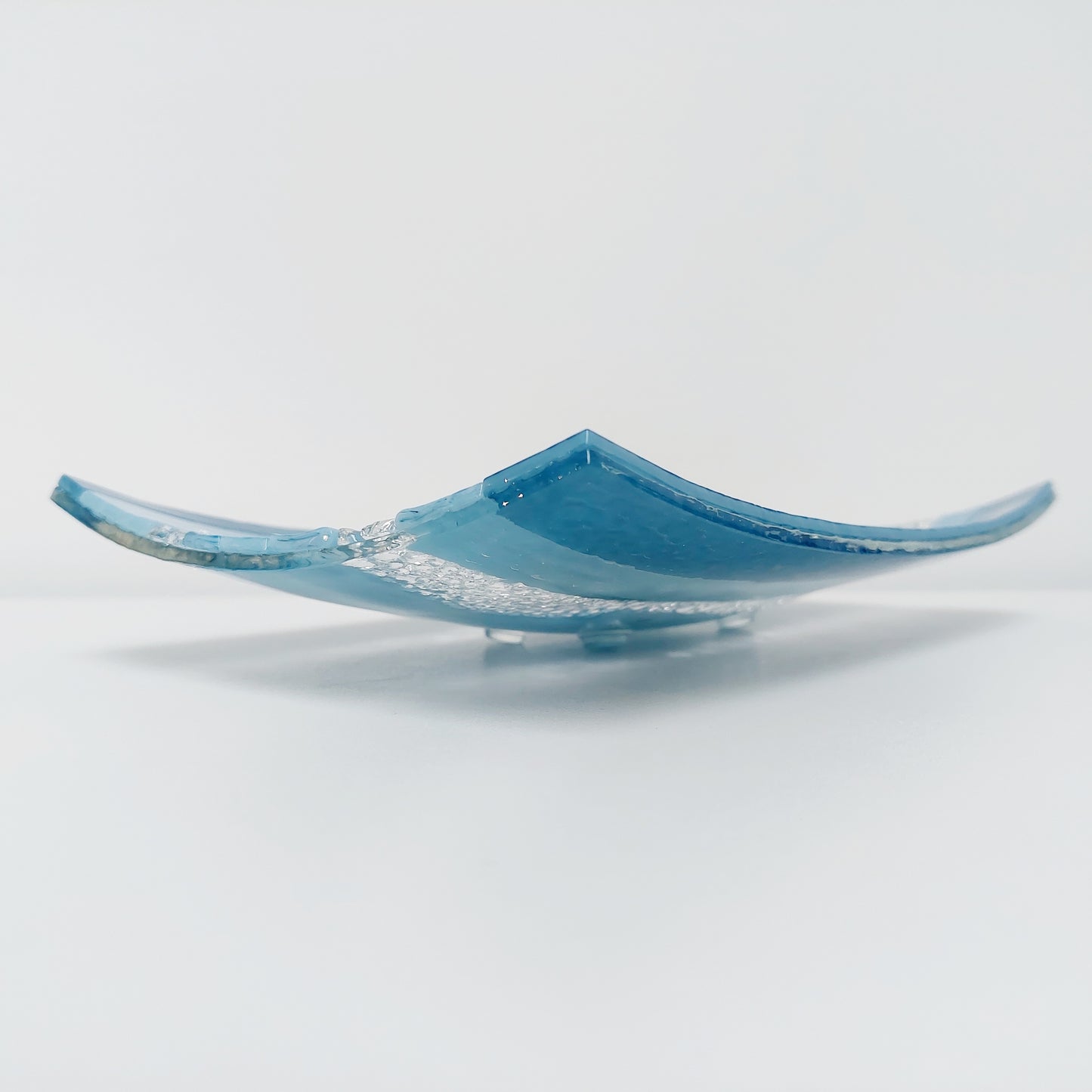 Marine Blue Glass Art Plate, Artisanal Coffee Table Centrepiece