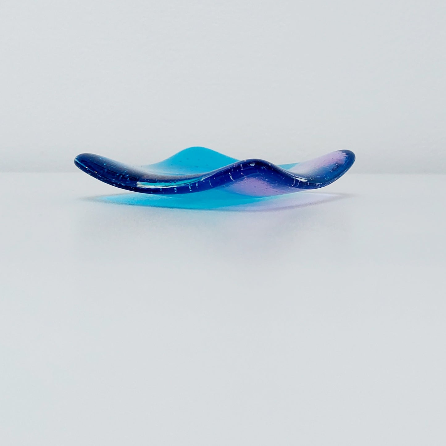 Turquoise & Lilac Glass Ring Dish, Small Bedside Table Trinket Dish