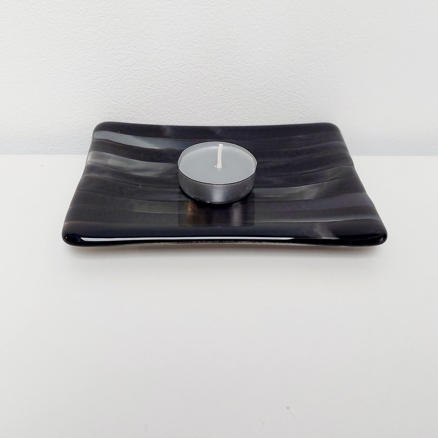 Stone Grey Glass Trinket Dish or Soap Tray