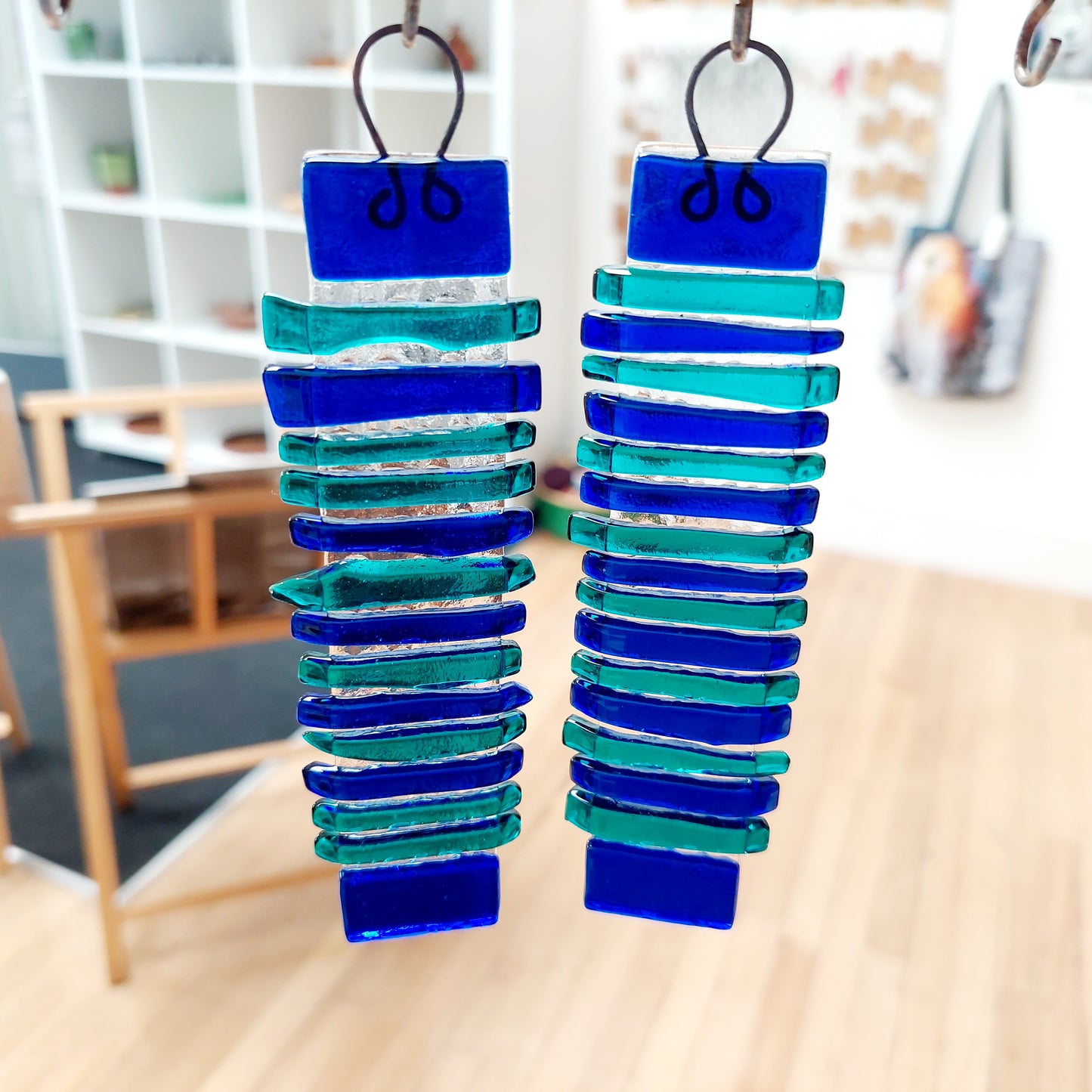Teal and Blue Glass Suncatcher | Wall Hanging