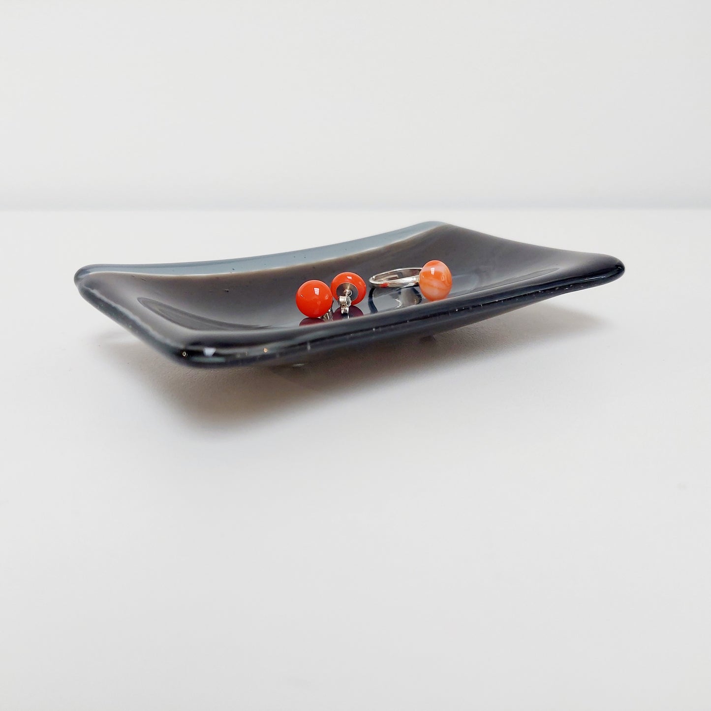 Artisan Grey Glass Soap Dish Handcrafted in the Lake District