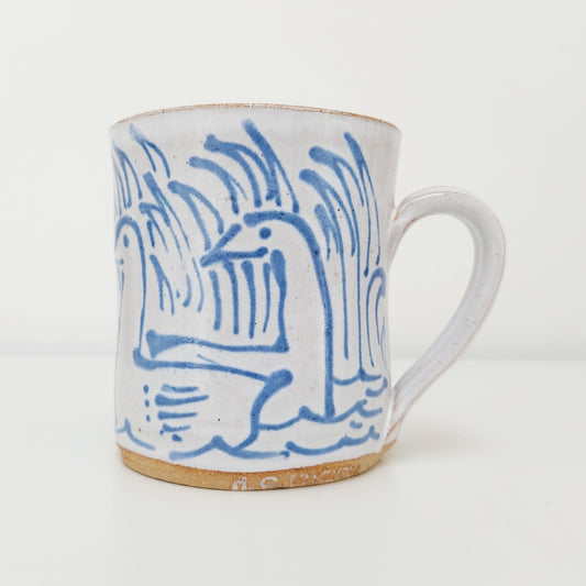 Handcrafted Earthenware Mug – Hans Ullrich | Blue & White Geese Design