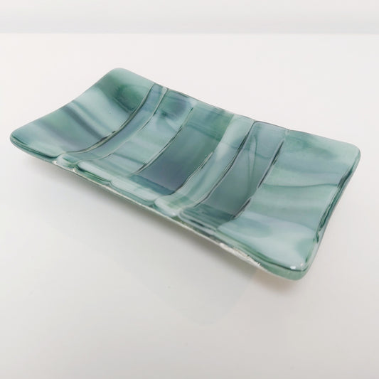 Summer on the Fells Green Glass Soap Dish