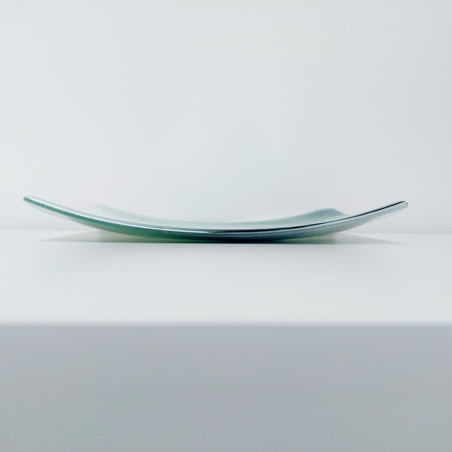 Large Green Glass Art Plate, Table Centrepiece