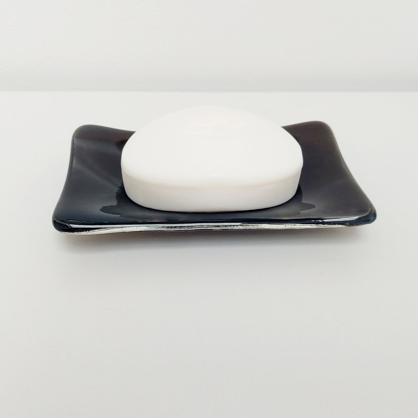 Stone Grey Glass Soap Dish Handcrafted in the Lake District