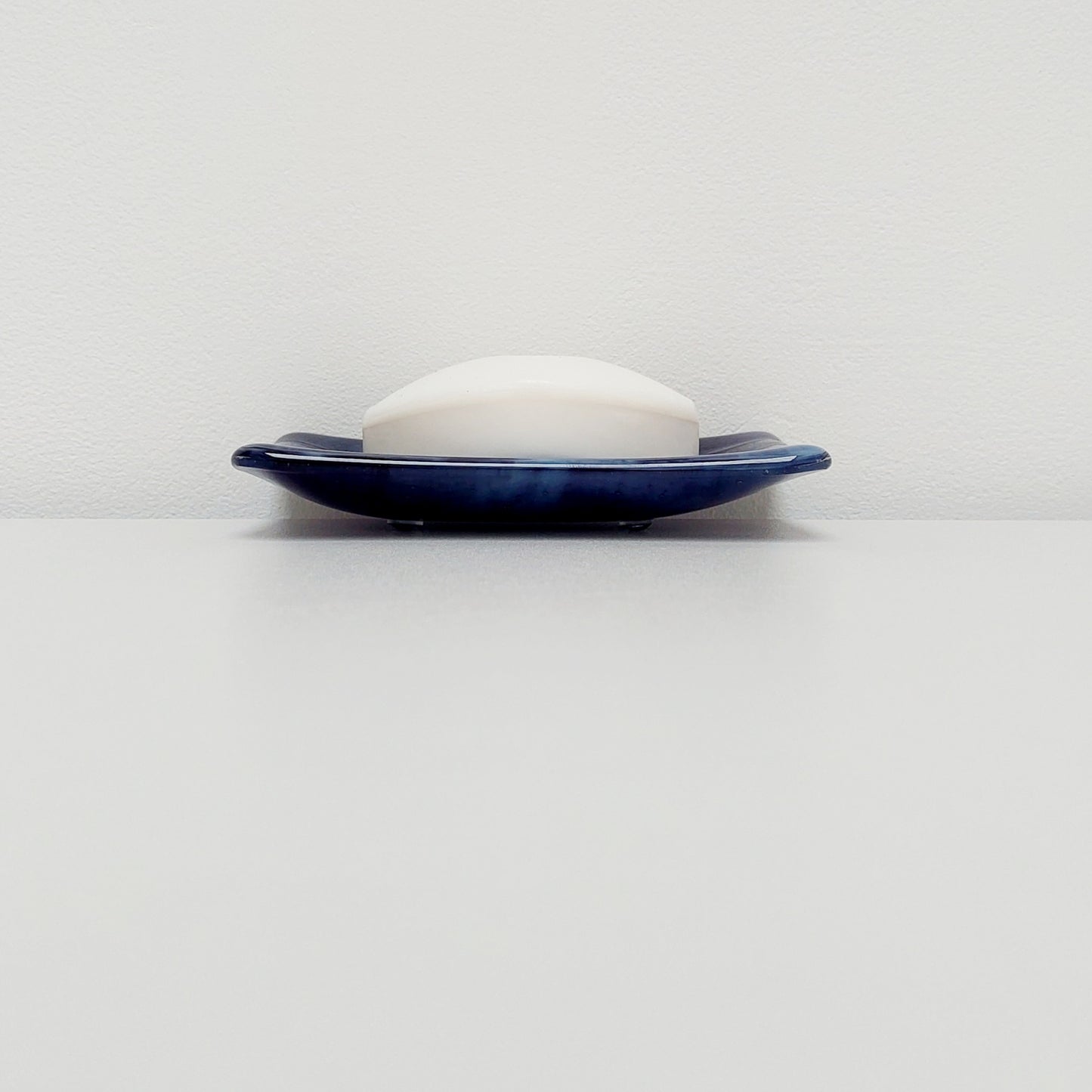 Midnight Glass Art Dish, Handmade Royal Purple and Lilac Fused Glass Soap Tray