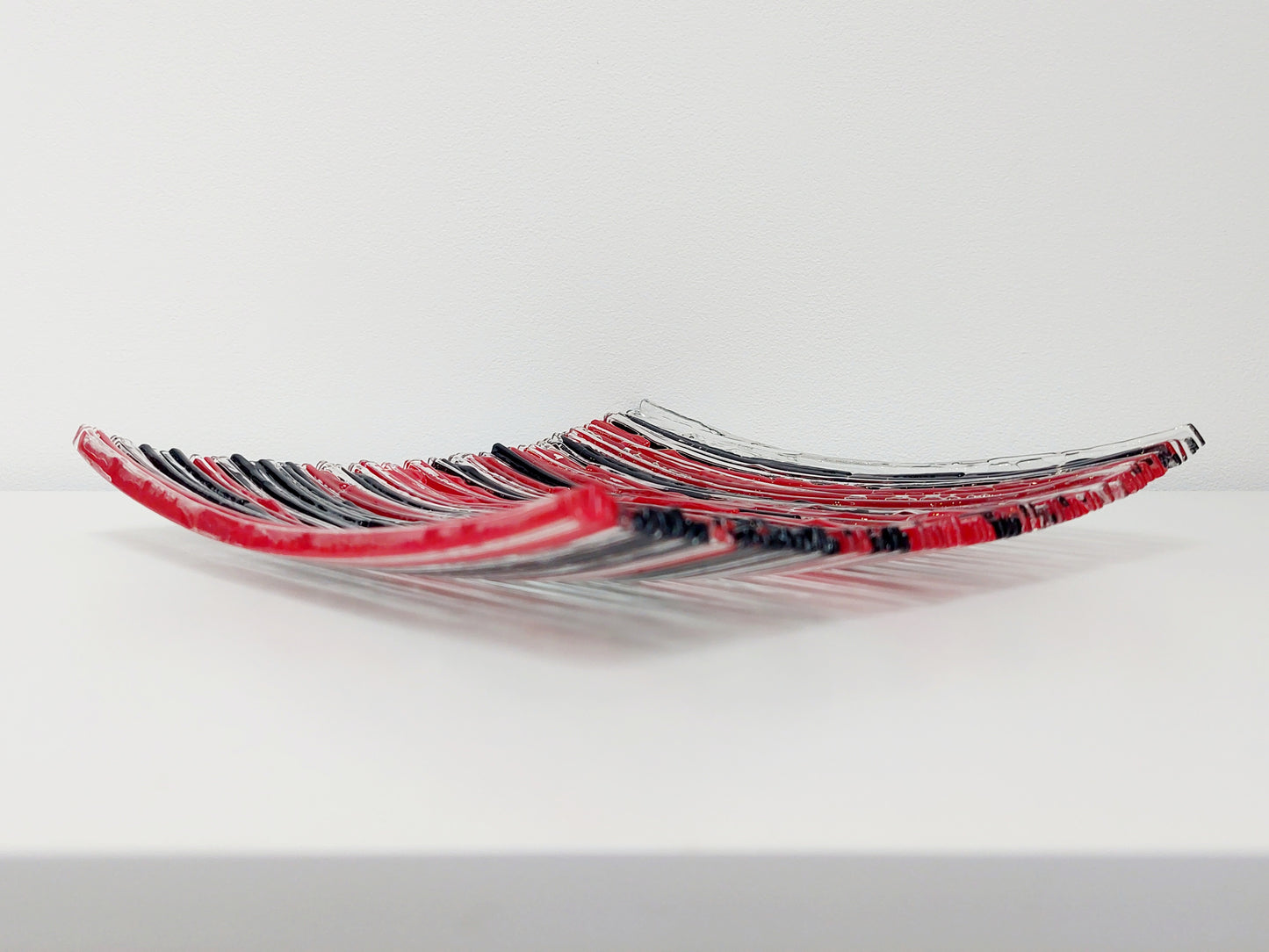 Red and Black Textured Glass Plate