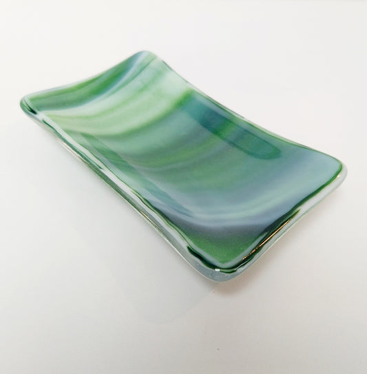 Spring on the Fells Green Glass Art Soap Dish
