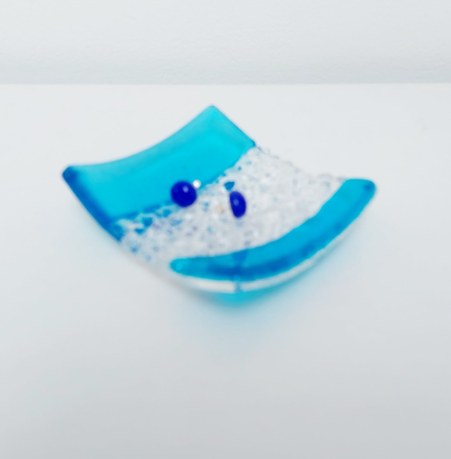 Textured Turquoise Glass Art Ring Bowl