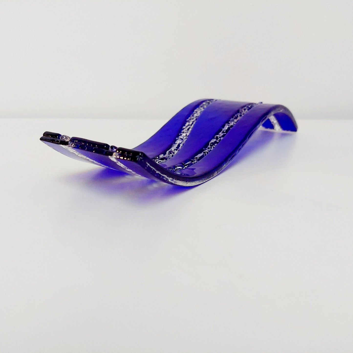 Handmade Cobalt Blue Glass Wave, Lake District Inspired Sculpture