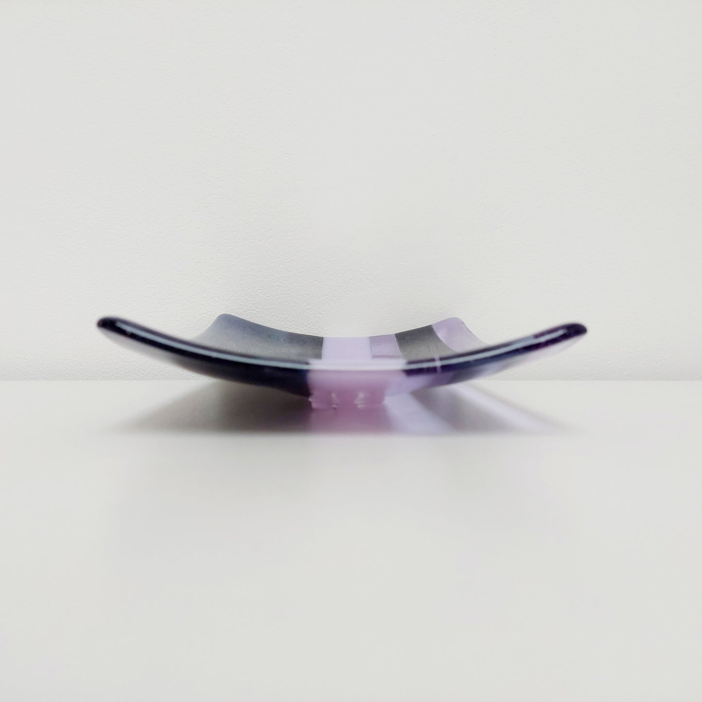 Midnight Glass Art Plate, Handmade Lilac and Purple Decorative Tray
