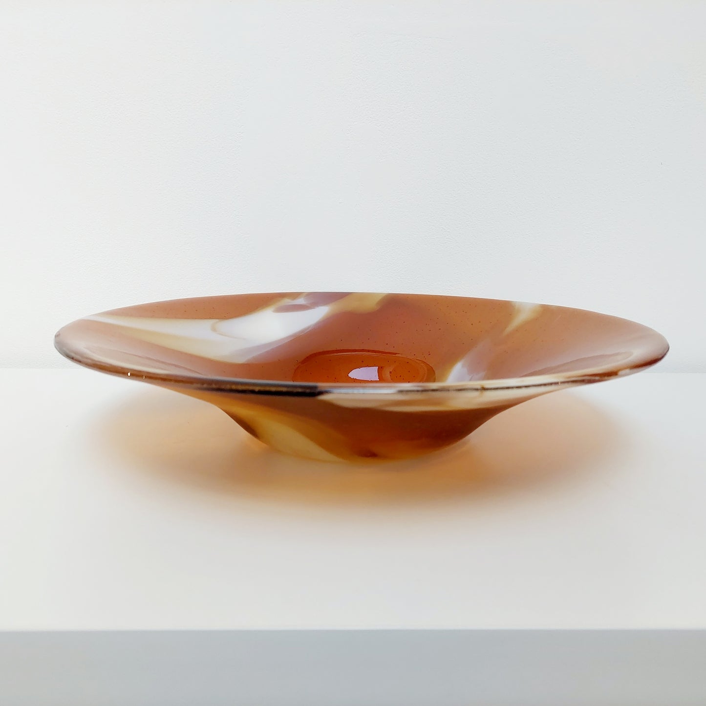 Large Artisan Amber Glass Bowl