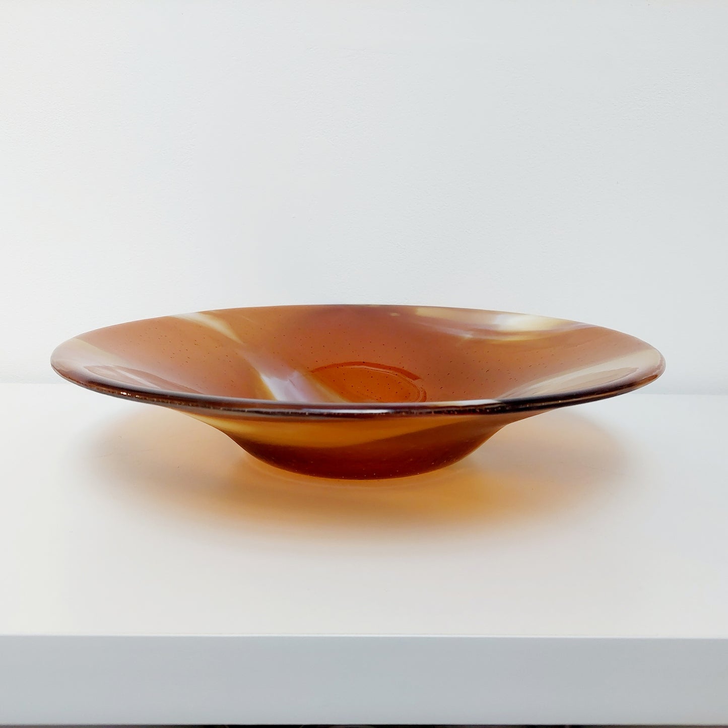 Large Artisan Amber Glass Bowl