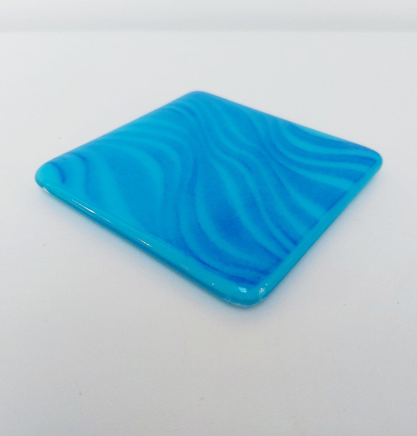 Turquoise and Cobalt Blue Glass Coasters Handcrafted in the Lake District
