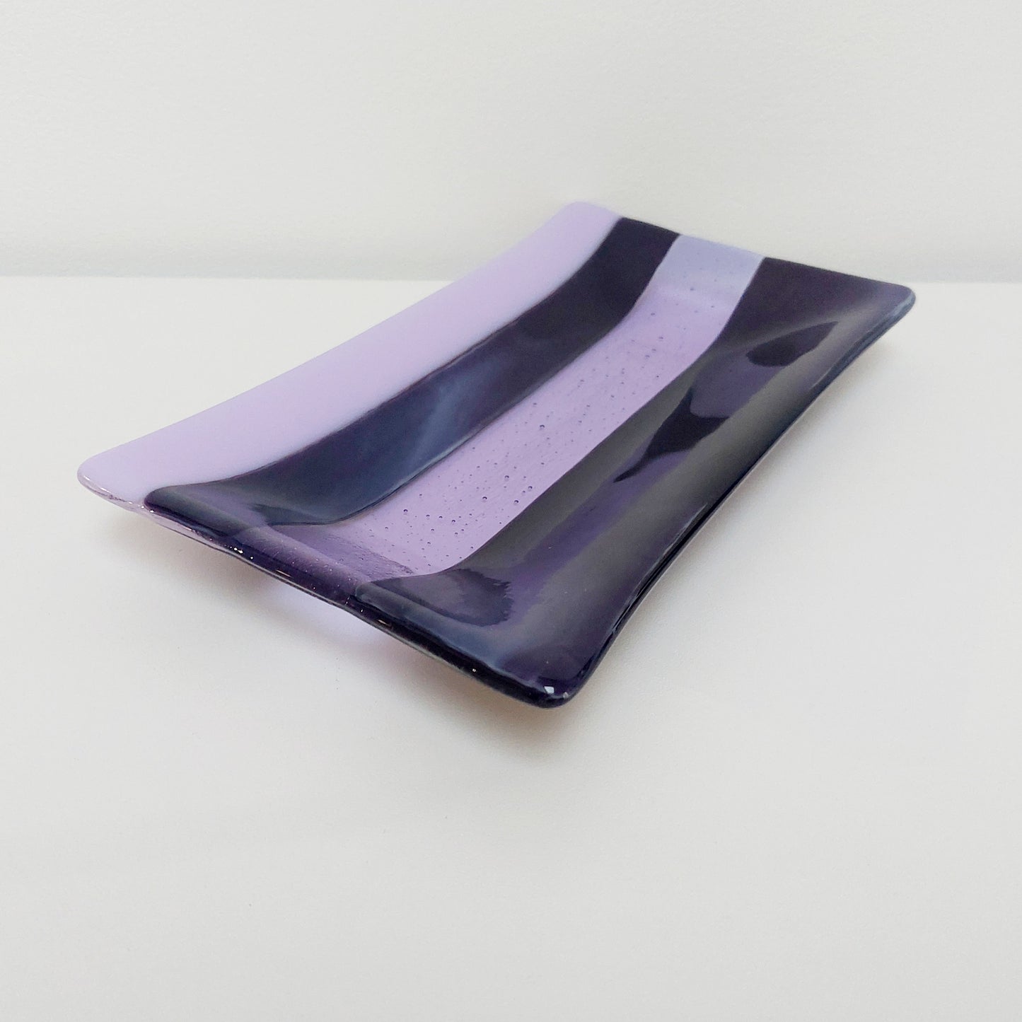 Midnight Glass Art Platter, Handmade Lilac and Purple Plate