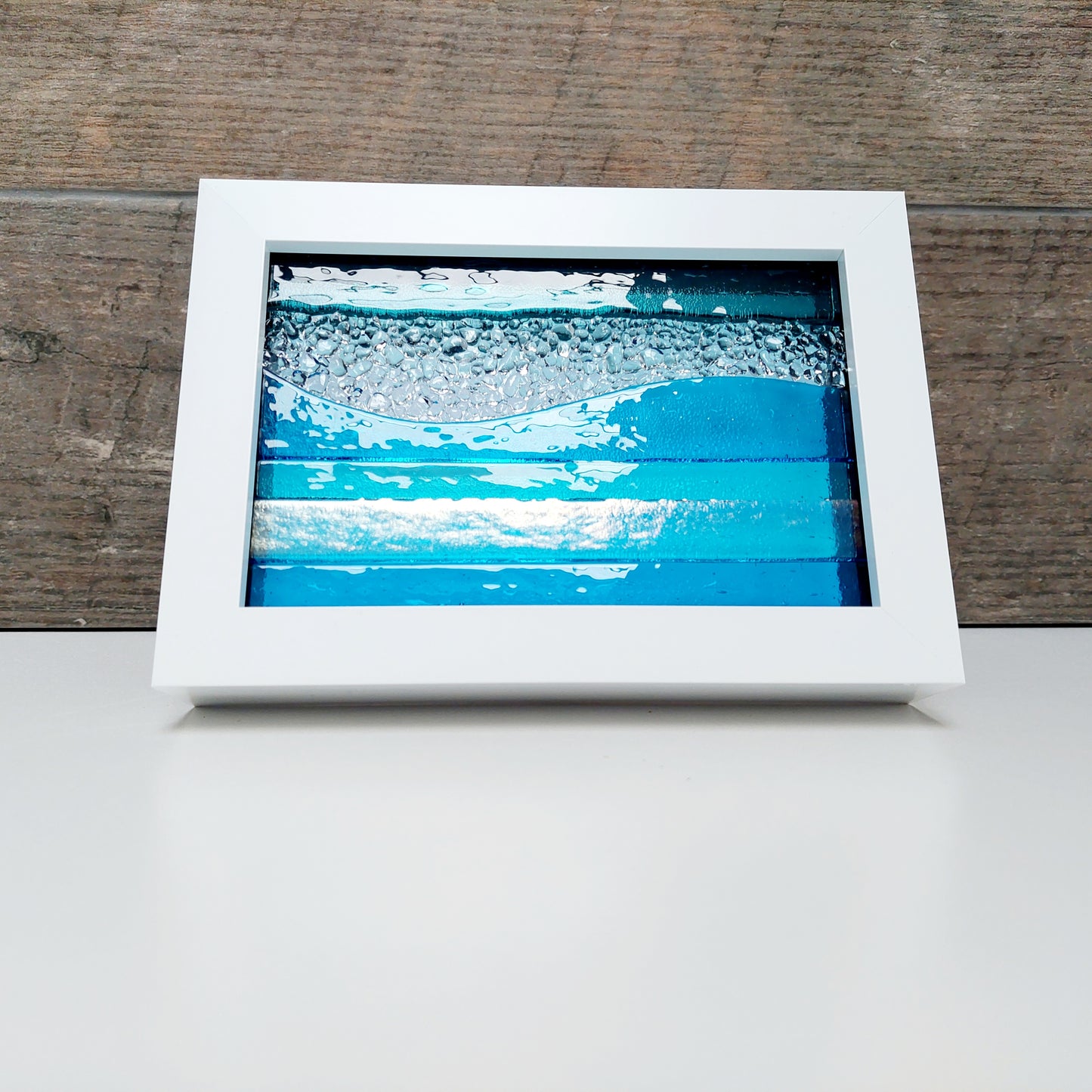 Turquoise & Aqua Framed Glass Picture - Derwent Water Inspired