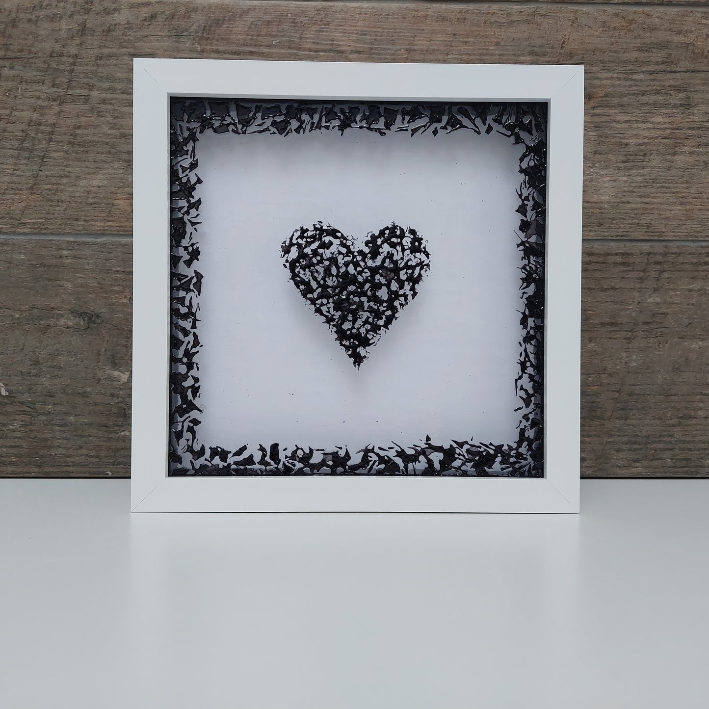 Black Glass Heart Framed Picture
