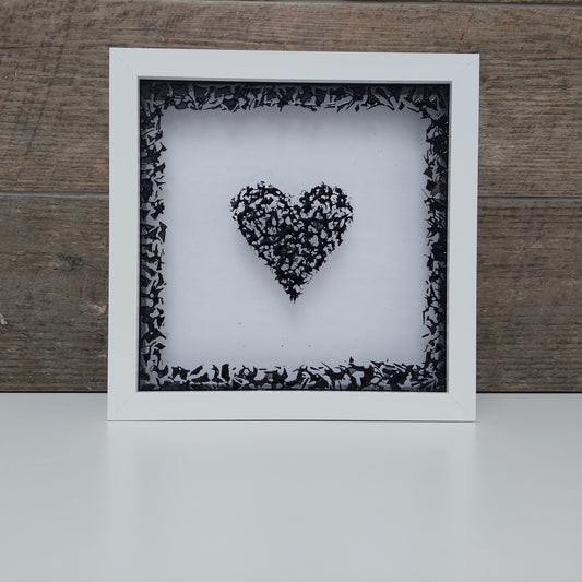 Black Glass Heart Framed Picture