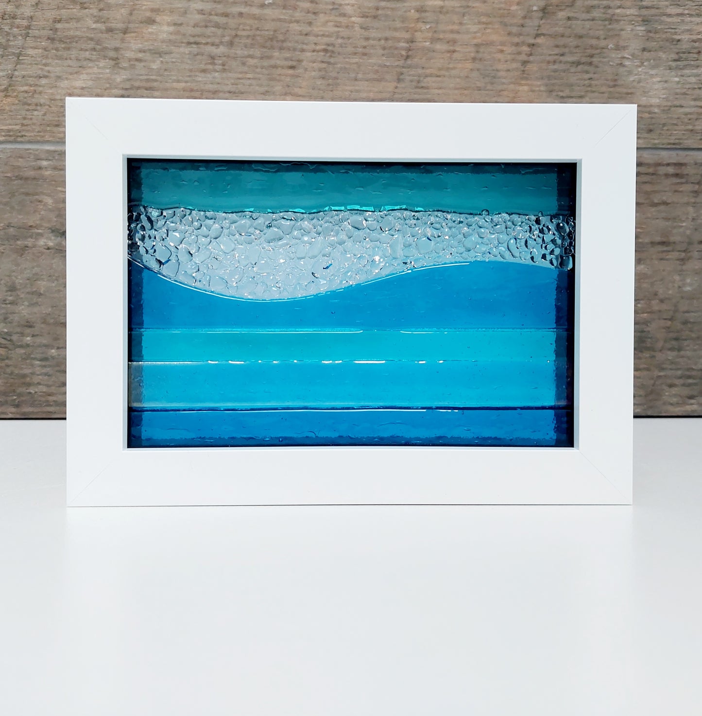 Turquoise & Aqua Framed Glass Picture - Derwent Water Inspired