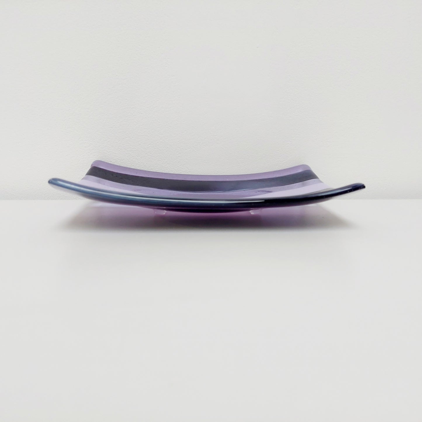 Midnight Glass Art Plate, Handmade Lilac and Purple Decorative Tray