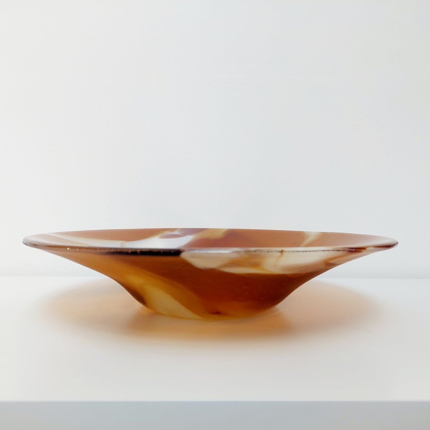 Large Artisan Amber Glass Bowl