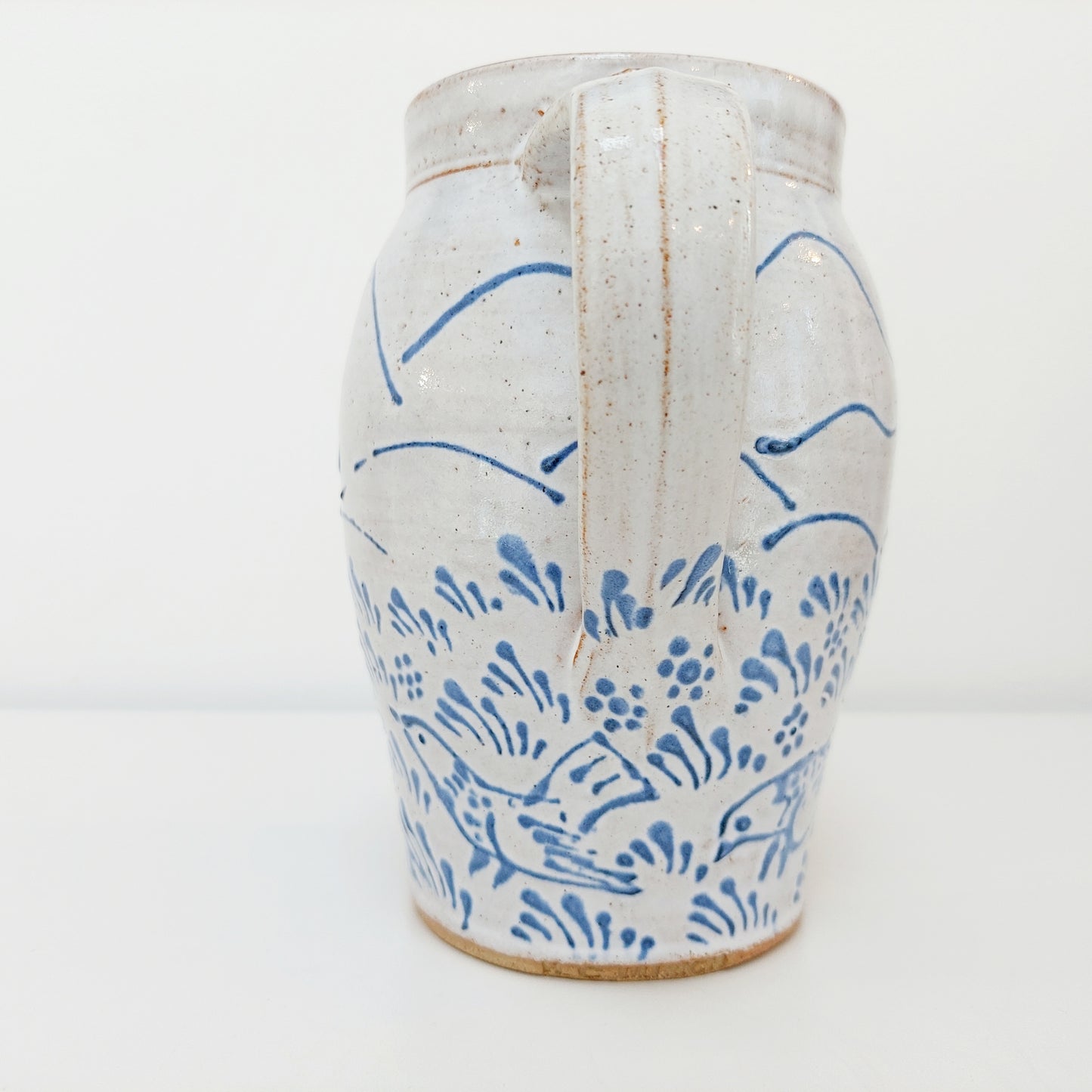 Blue & White Earthenware Jug with a Sheep Motif