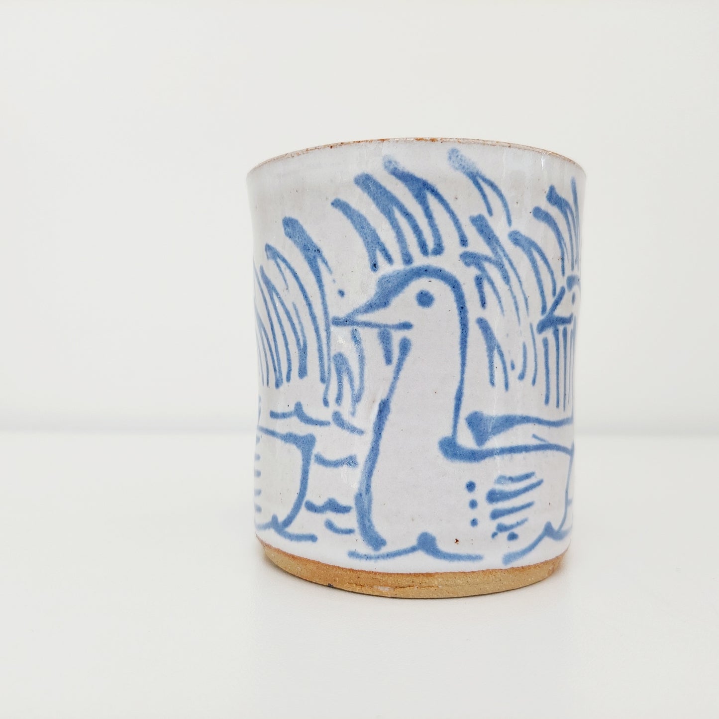 Handcrafted Earthenware Mug – Hans Ullrich | Blue & White Geese Design