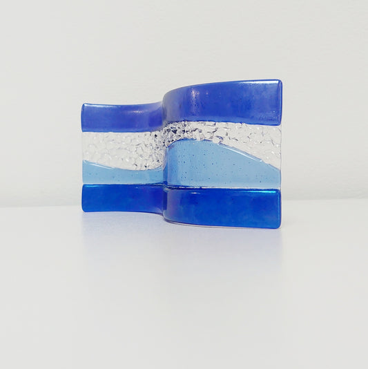 Sparkling Blue Glass Wave Ornament