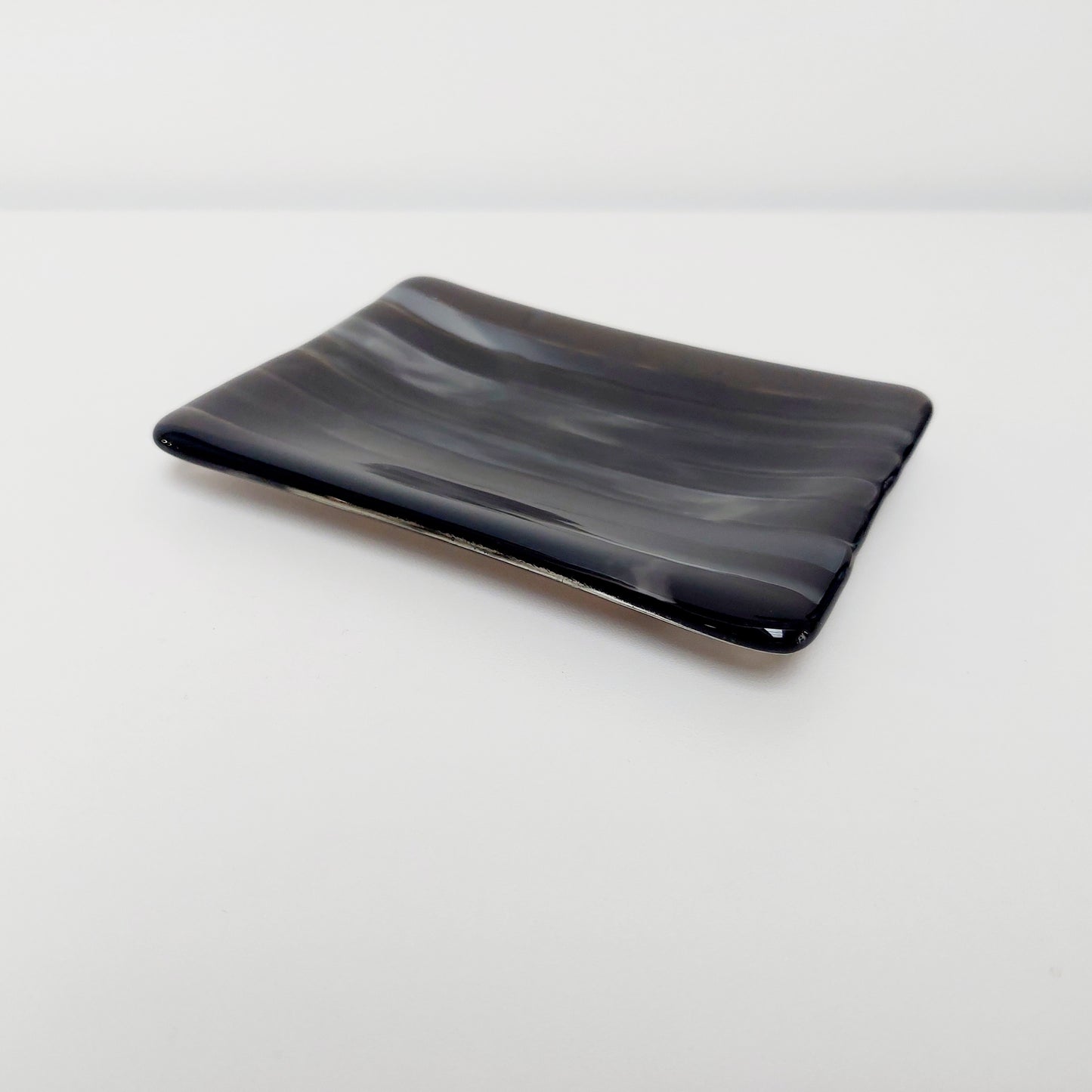 Stone Grey Glass Trinket Dish or Soap Tray