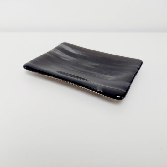 Stone Grey Glass Trinket Dish or Soap Tray