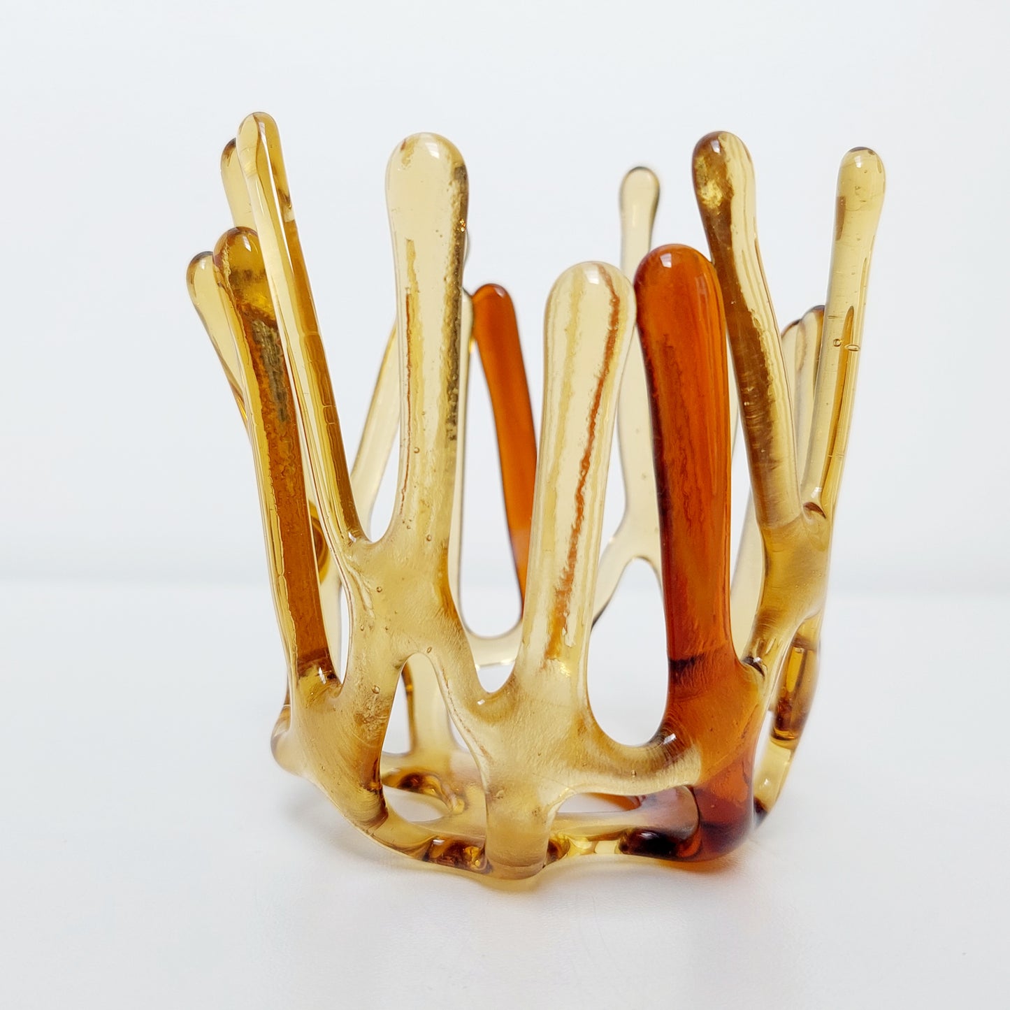 Amber Glass Candle Holder, Art Sculpture, Amber Décor