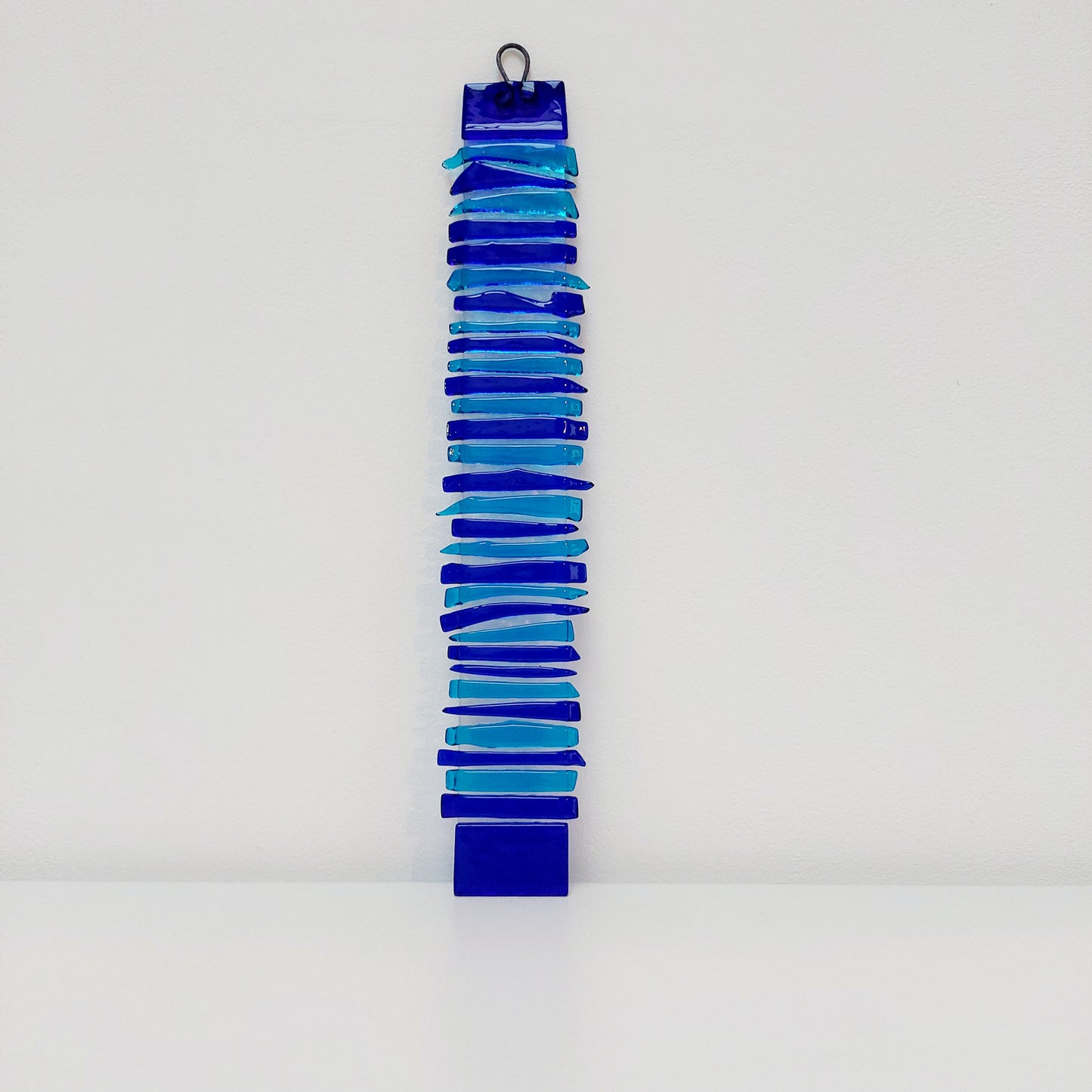 Abstract Turquoise and Cobalt Blue Glass Wish Stick, Handmade Suncatcher or Wall Hanging