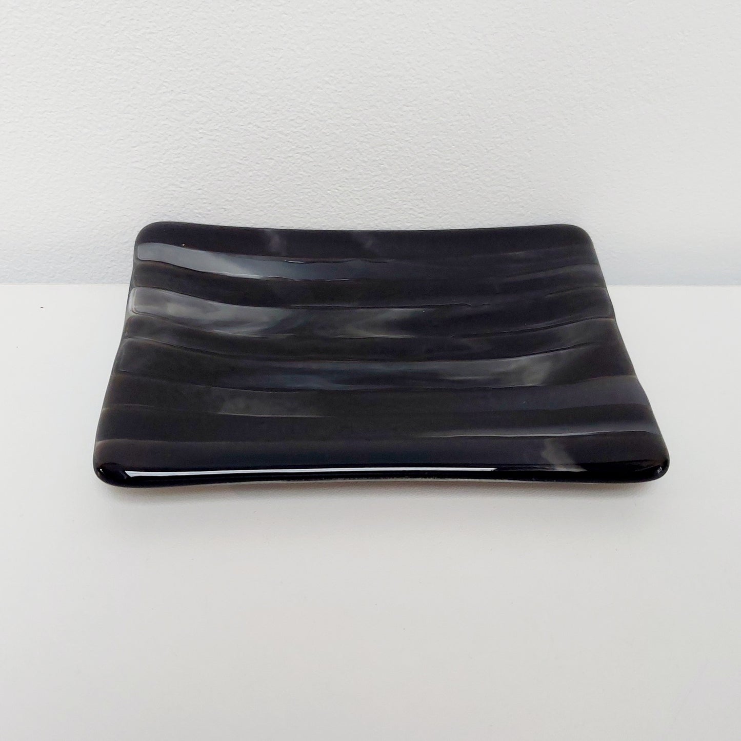 Stone Grey Glass Trinket Dish or Soap Tray