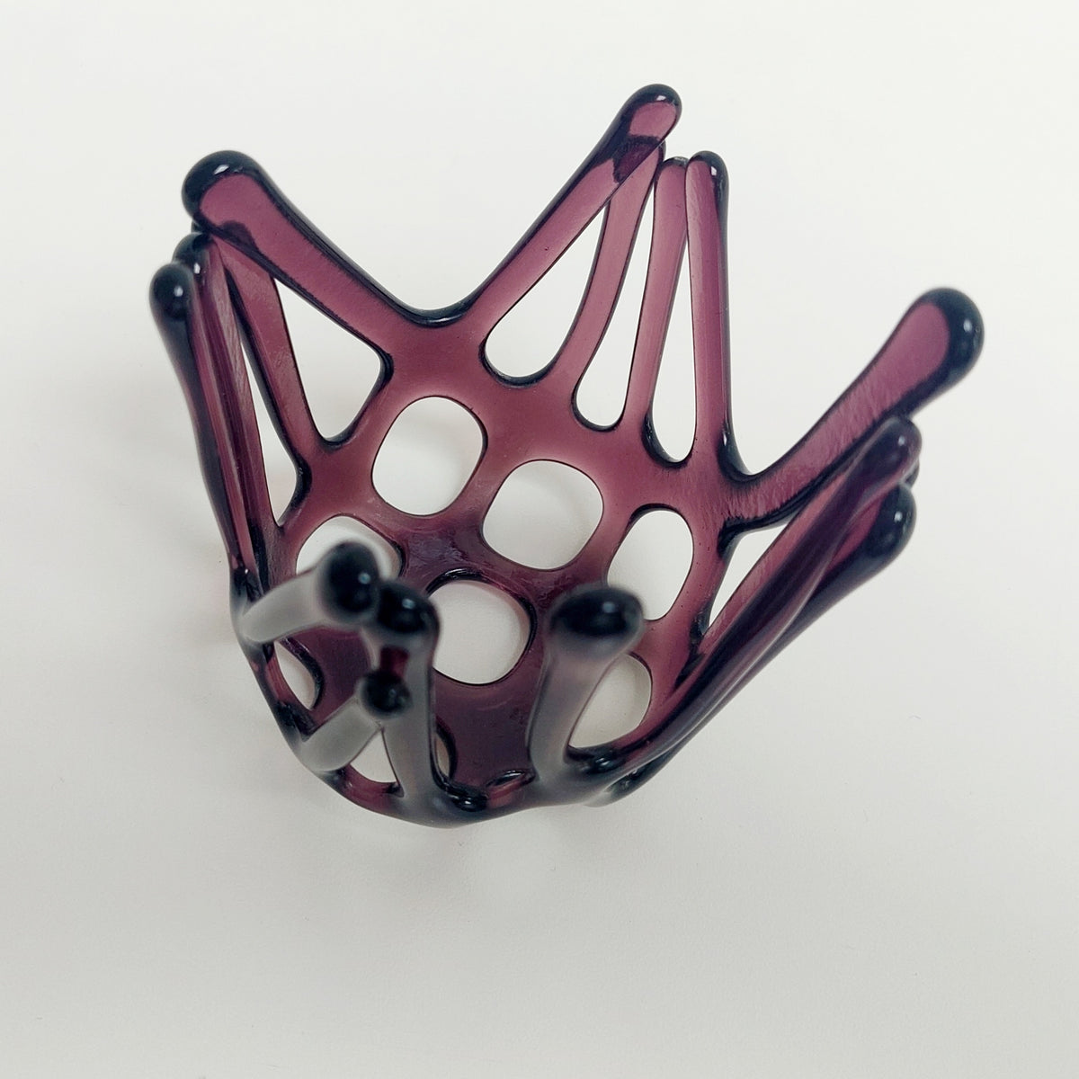 Handcrafted Plum Glass Candle Holder | Asymmetrical Art Sculpture