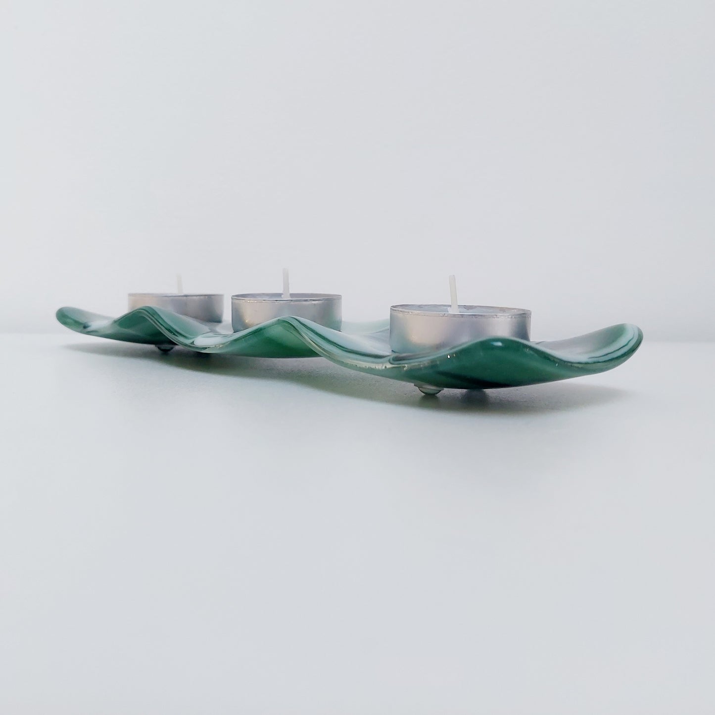 Aventurine Green Glass Tealight Stand, Summer on the Fells Collection