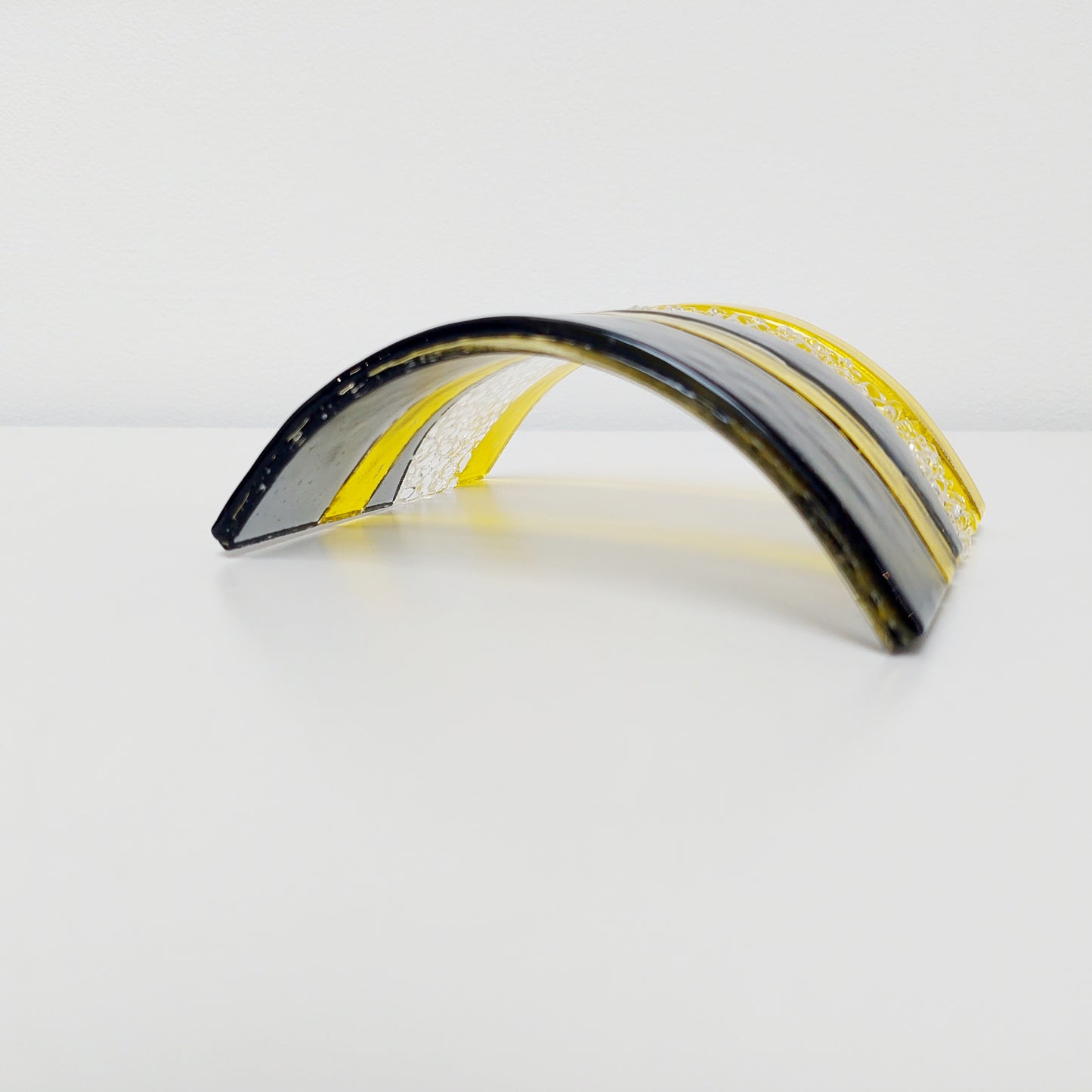 Yellow and Grey Glass Art Ornament Handcrafted in the Lake District