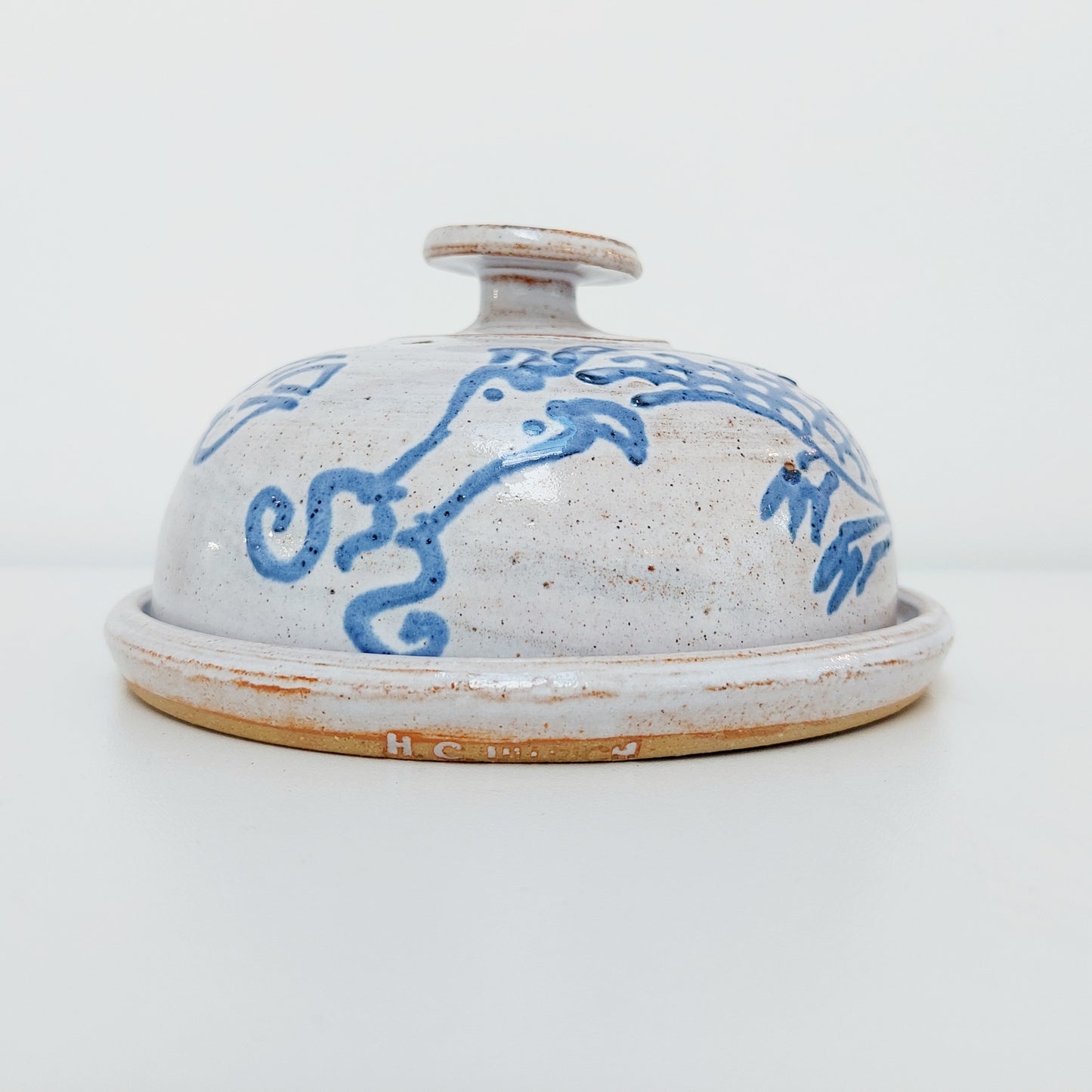 Blue & White Earthenware Cheese Cloche with a Dragon Motif