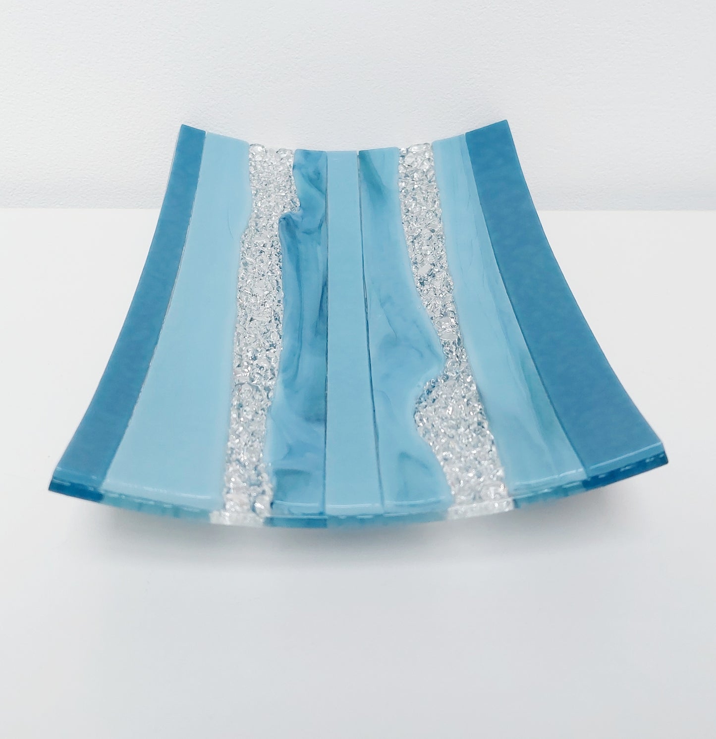 Marine Blue Glass Art Plate, Artisanal Coffee Table Centrepiece